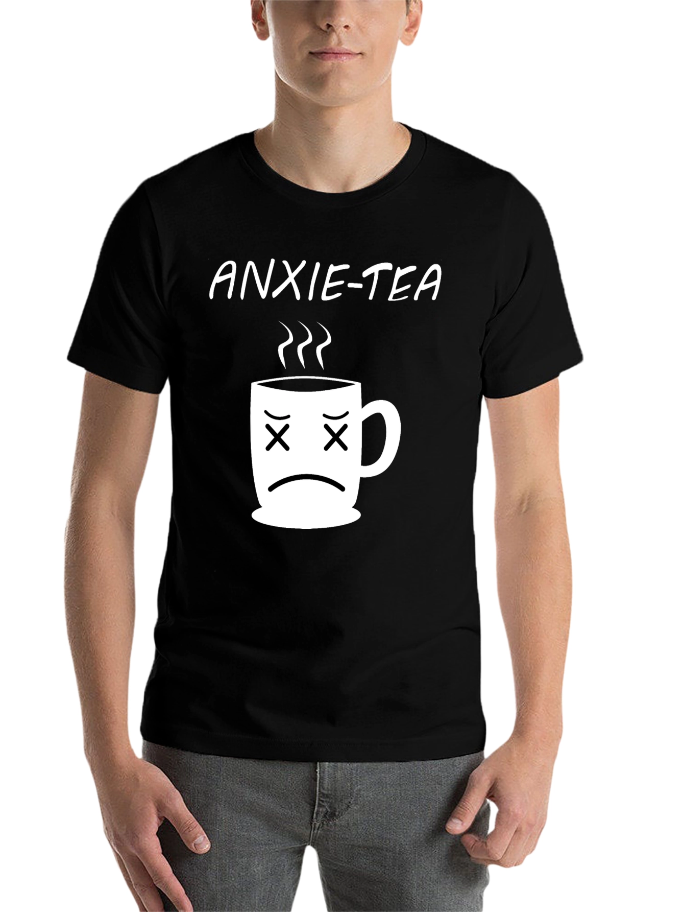 Black Anxie-Tea T-Shirt - Funny Graphic Tee view 7