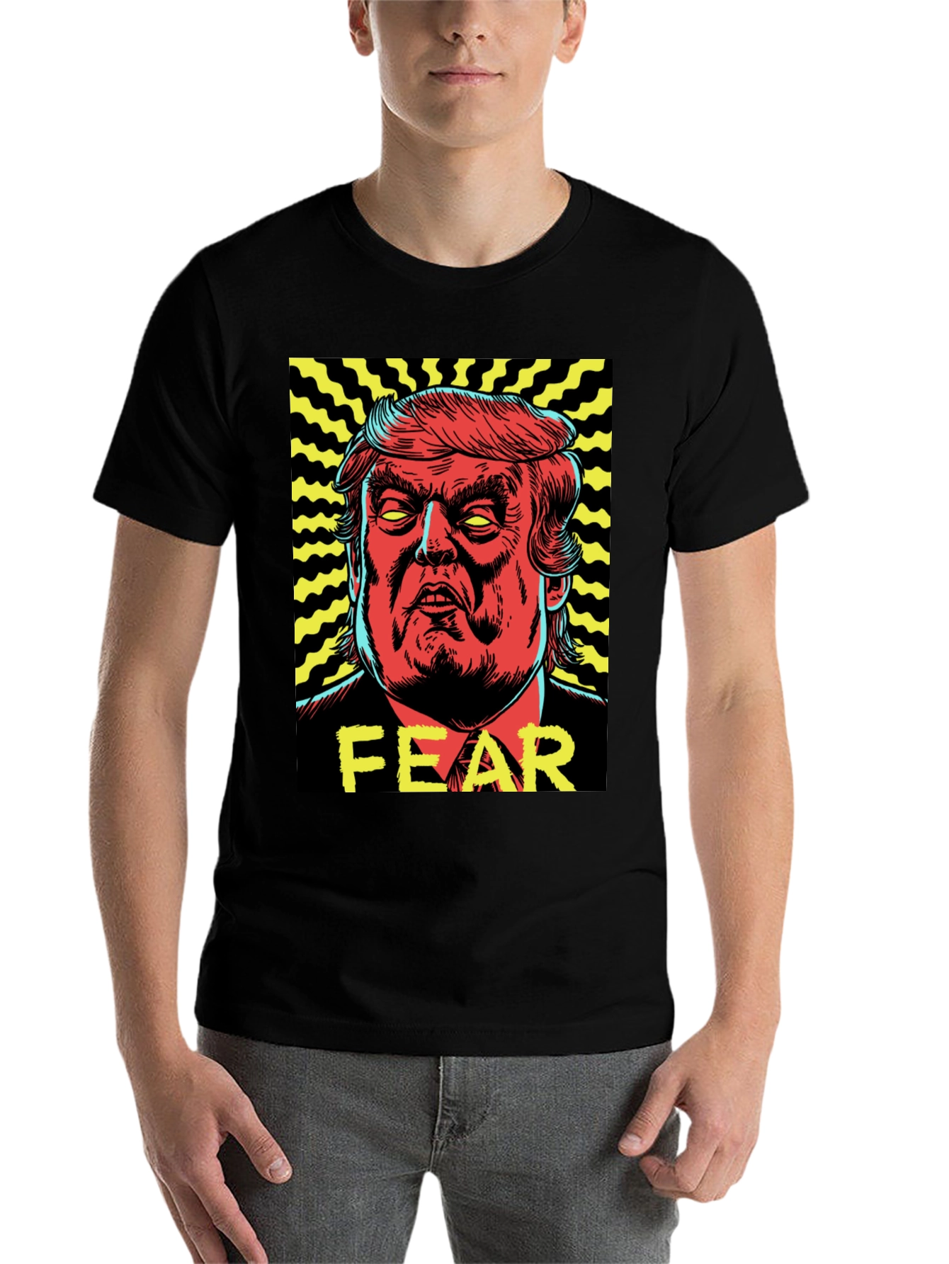 Black Fear Trump Graphic Print Tee - Men's Black T-Shirt view 7