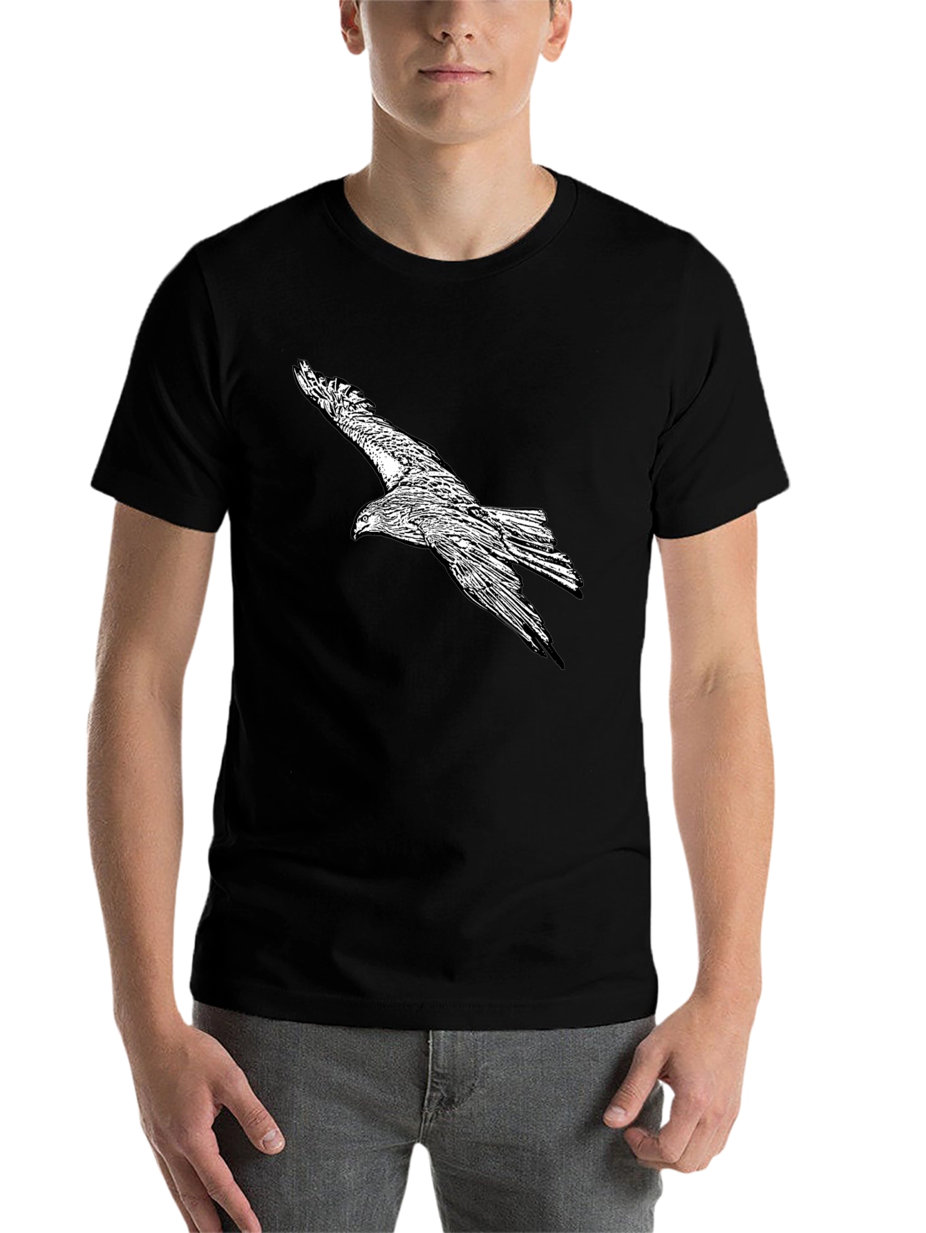 Black Eagle Graphic Black T-Shirt for Men view 7