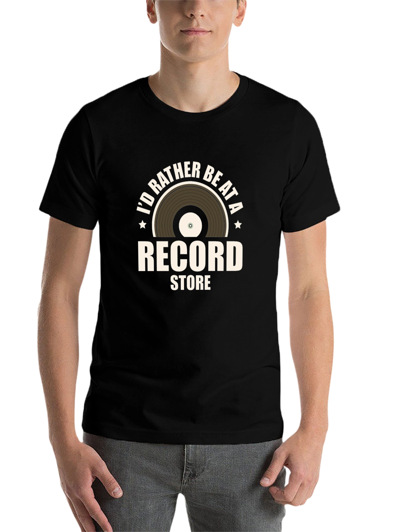 Black I'd Rather Be At A Record Store T-Shirt view 7