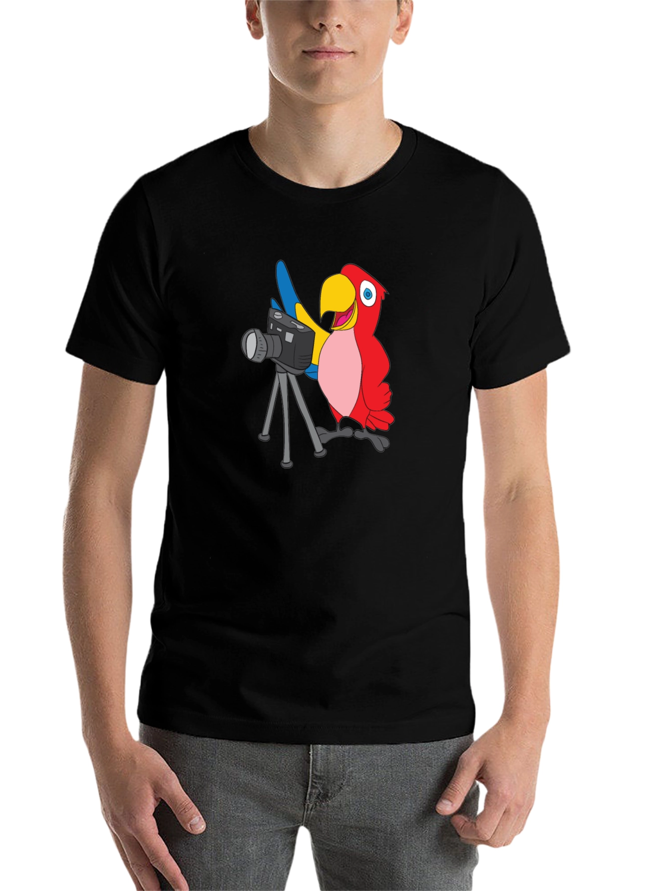 Black Parrot Photographer Graphic T-Shirt - Black view 7