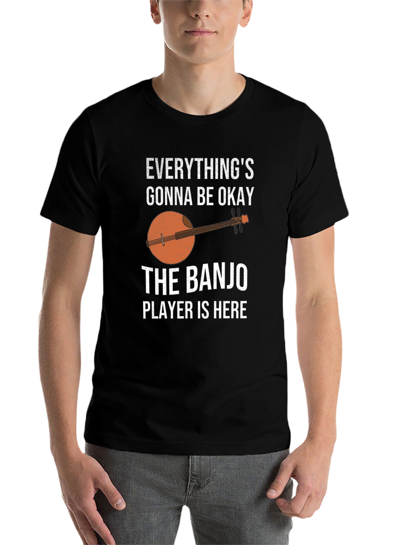 Black Banjo Player T-Shirt - Everything's Gonna Be Okay view 7