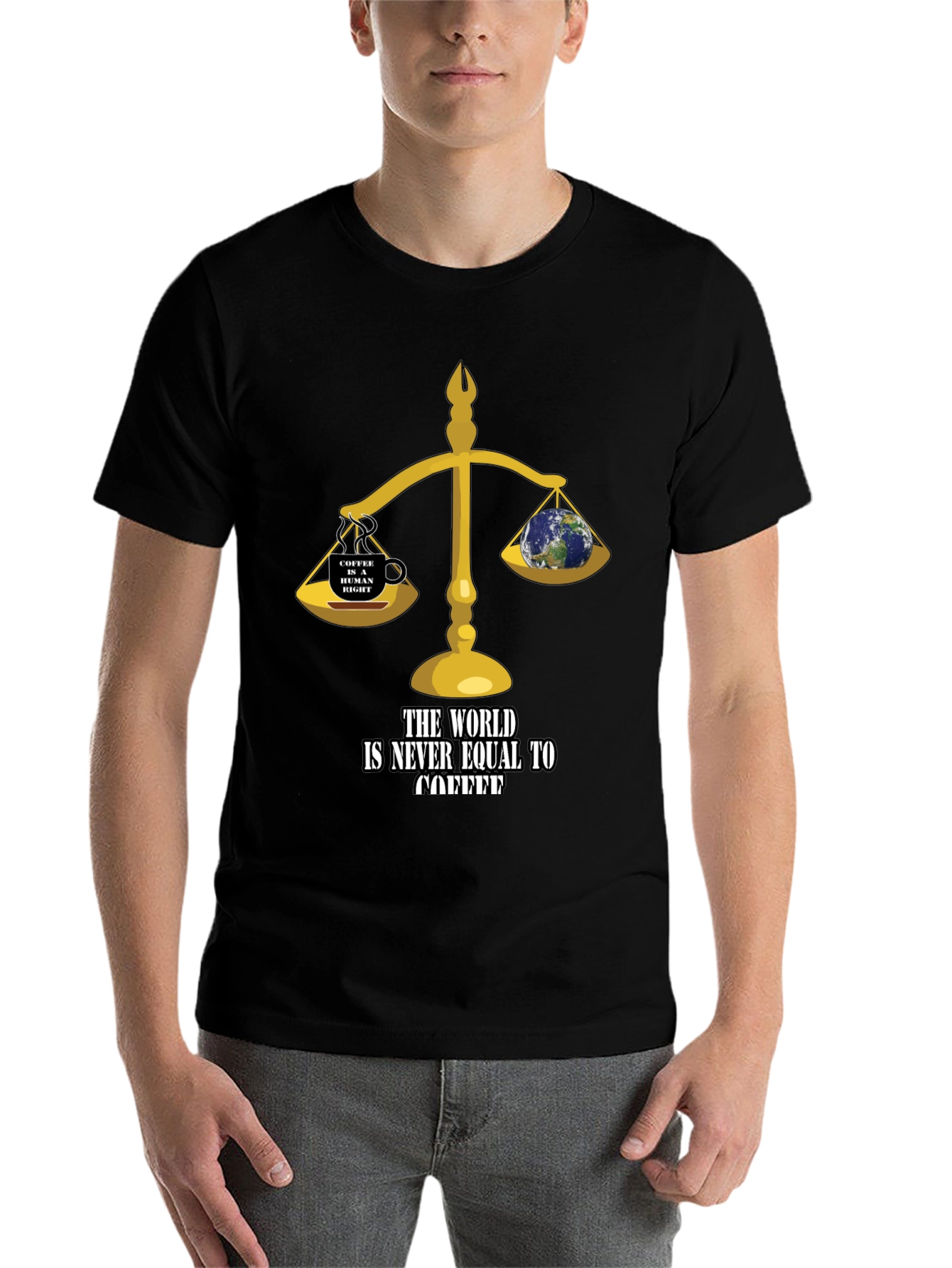 Black Coffee Lover's T-Shirt: The World Is Never Equal to Coffee! view 7
