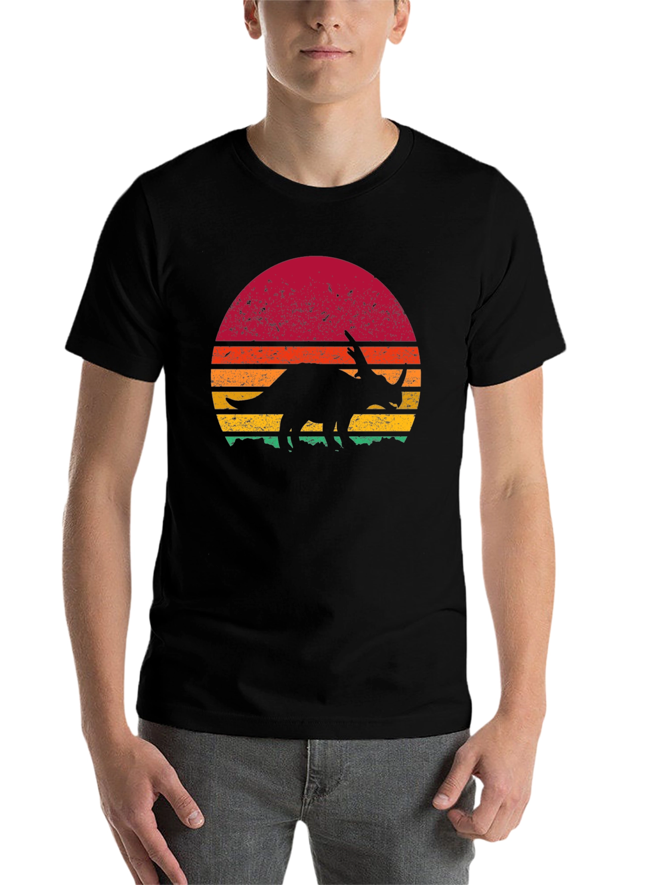 Black Retro Dinosaur Graphic Tee view 7