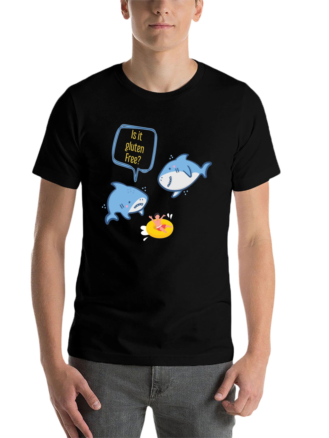 Black Is it Gluten Free Shark T-Shirt view 7