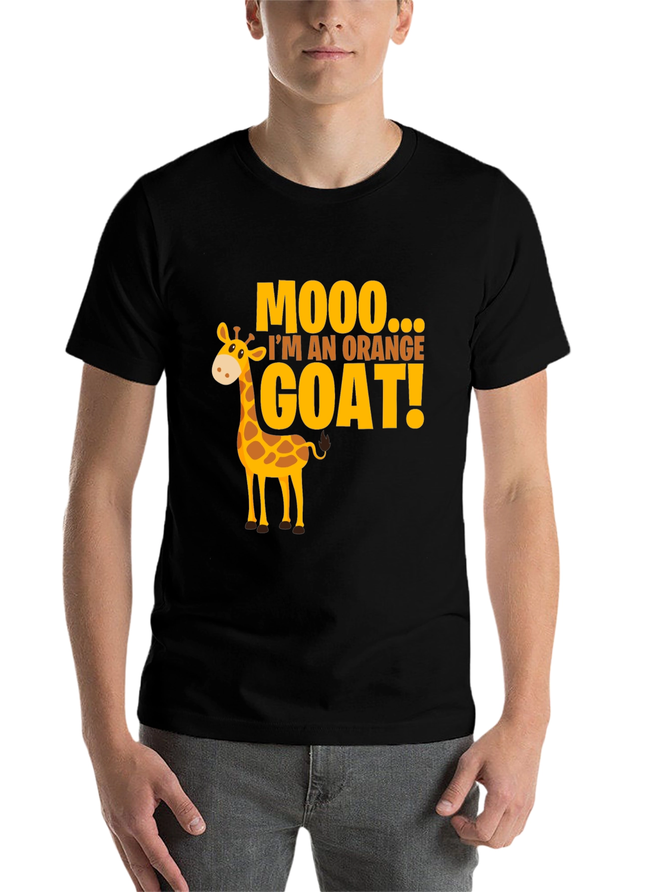 Black Mooo I'm An Orange Goat! Funny Giraffe T-Shirt view 7