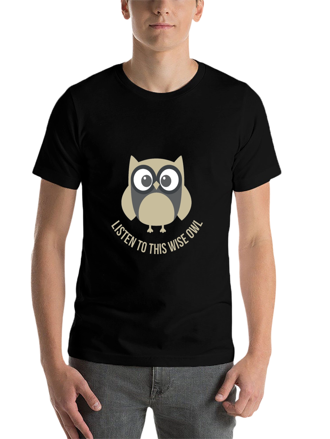 Black Wise Owl Graphic Tee - Listen To This Owl T-Shirt view 7