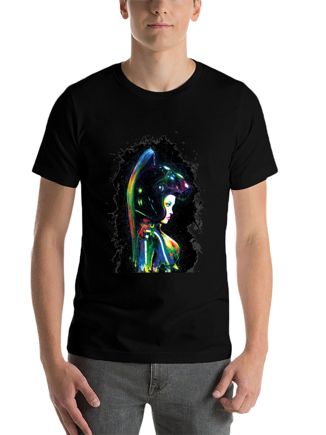 Black Cyberpunk Girl T-Shirt view 7