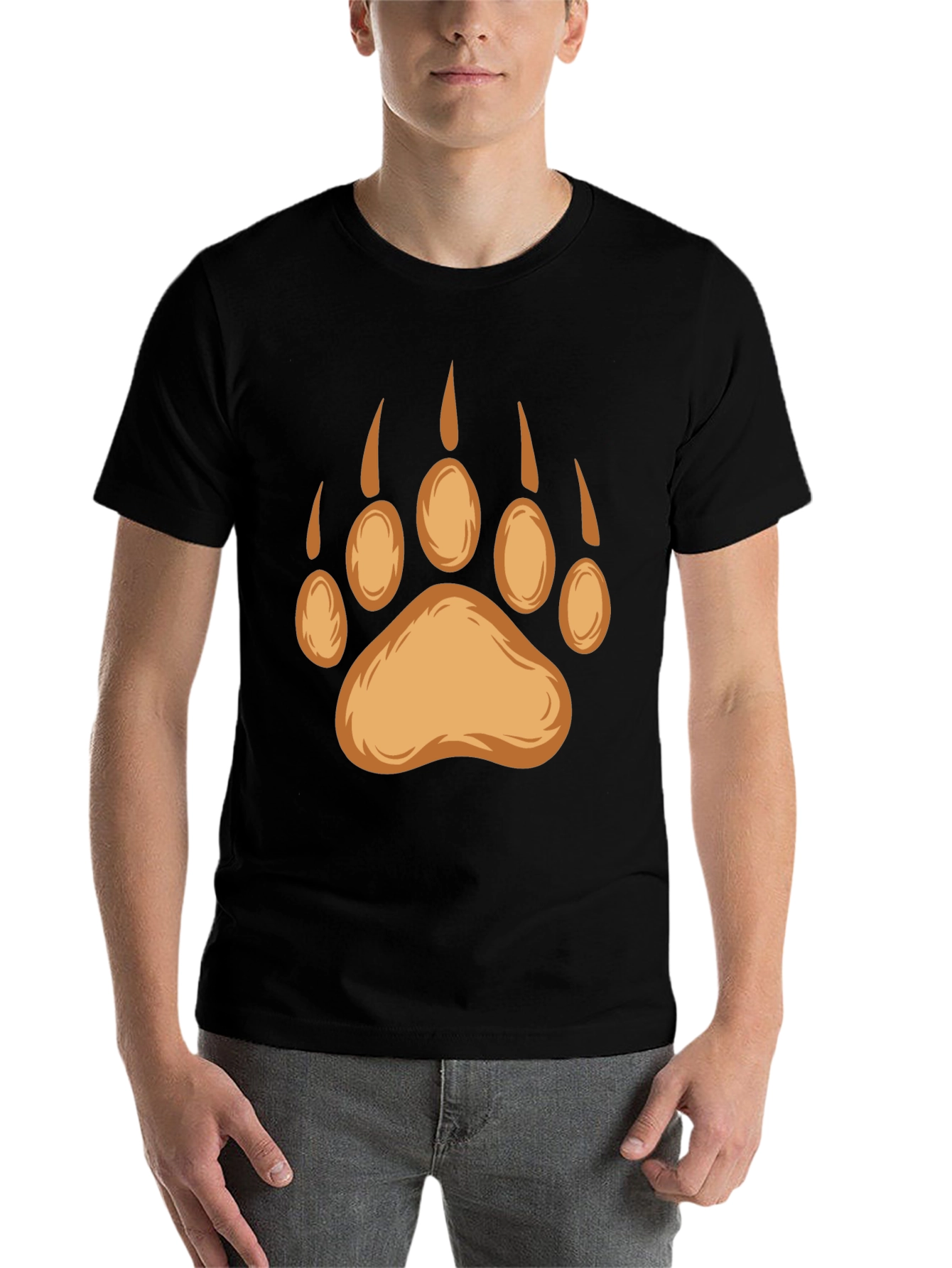 Black Bear Paw Print Graphic Tee - Black view 7