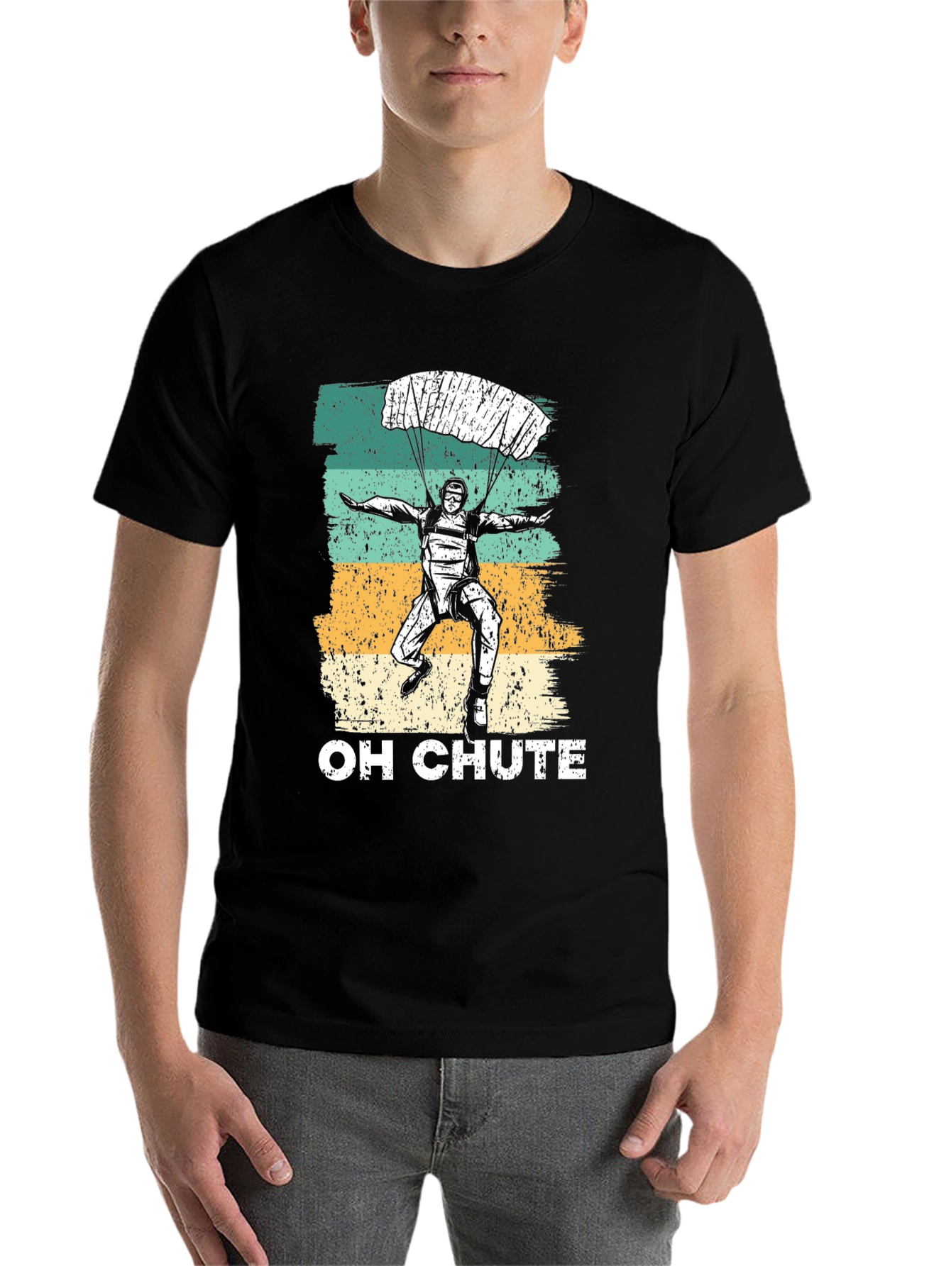 Black Skydiving "Oh Chute" Graphic Tee view 7