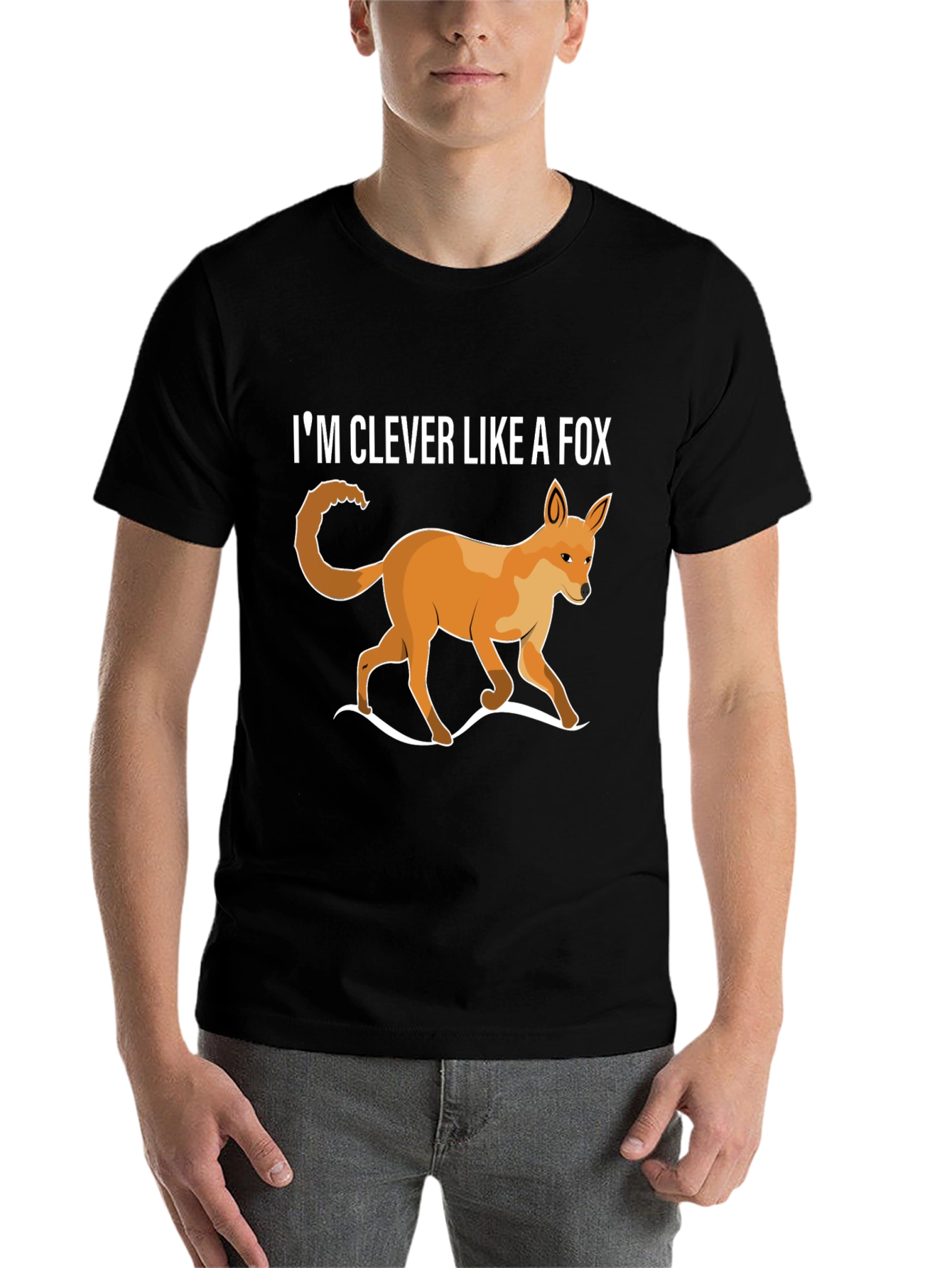 Black Clever Like A Fox T-Shirt - Unique Animal Design view 7