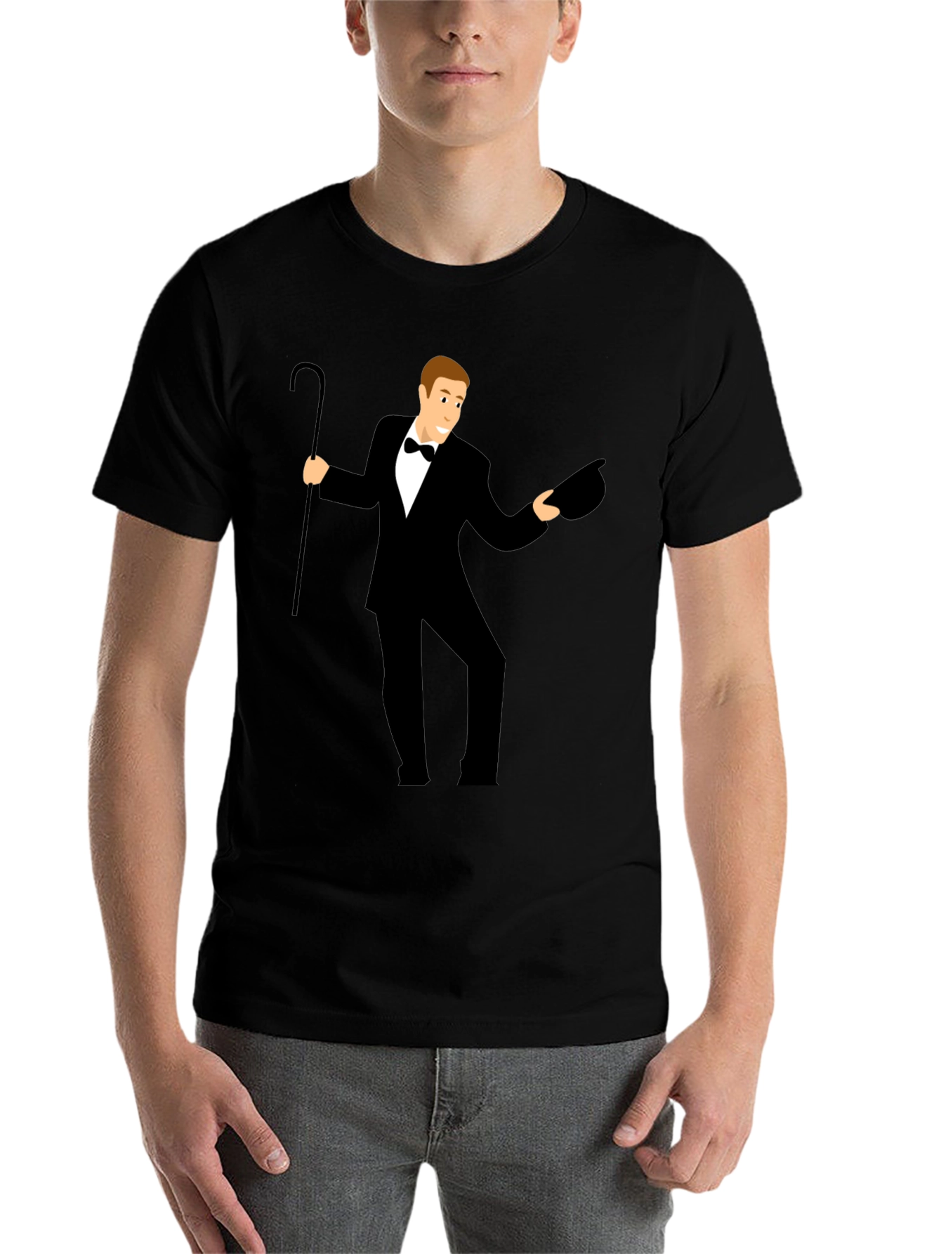 Black Dapper Gentleman Graphic Tee - Classic Style view 7