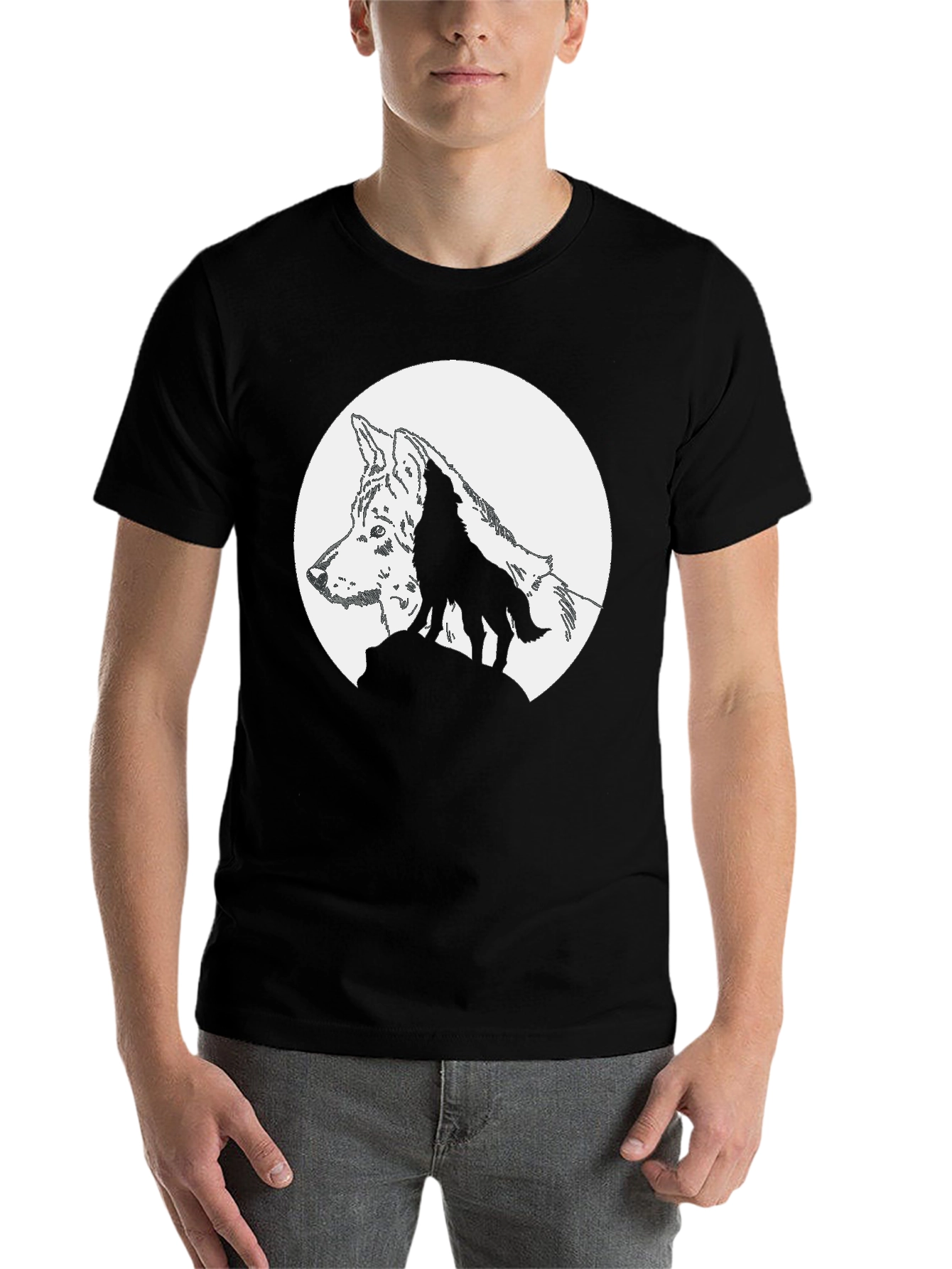 Black Wolf Moon Graphic T-Shirt - Black view 7