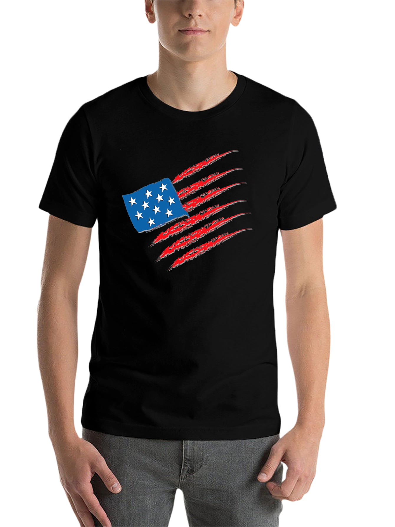 Black American Flag Claw T-Shirt view 7