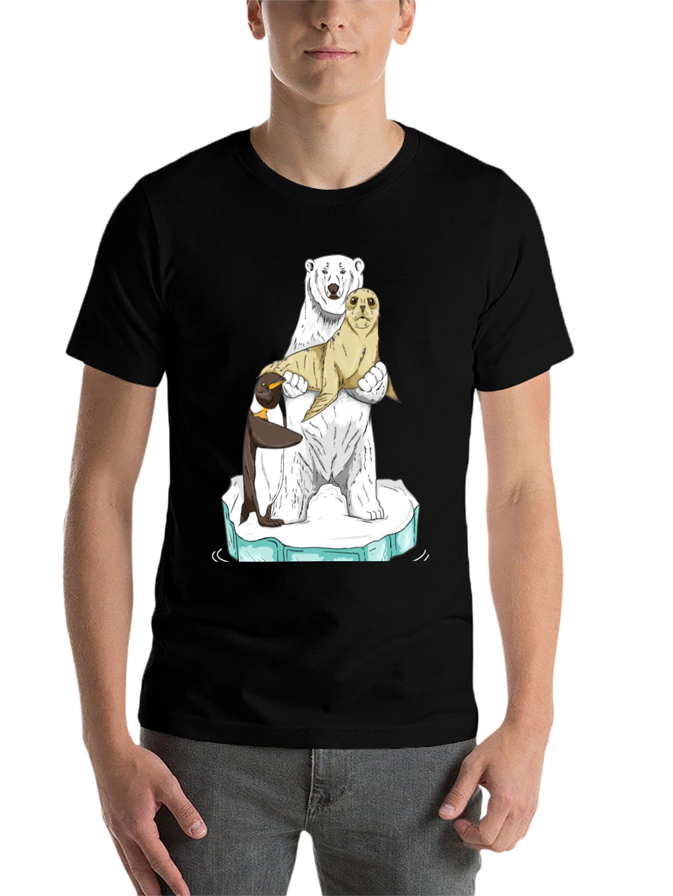Black Polar Bear Seal Penguin T-Shirt view 7