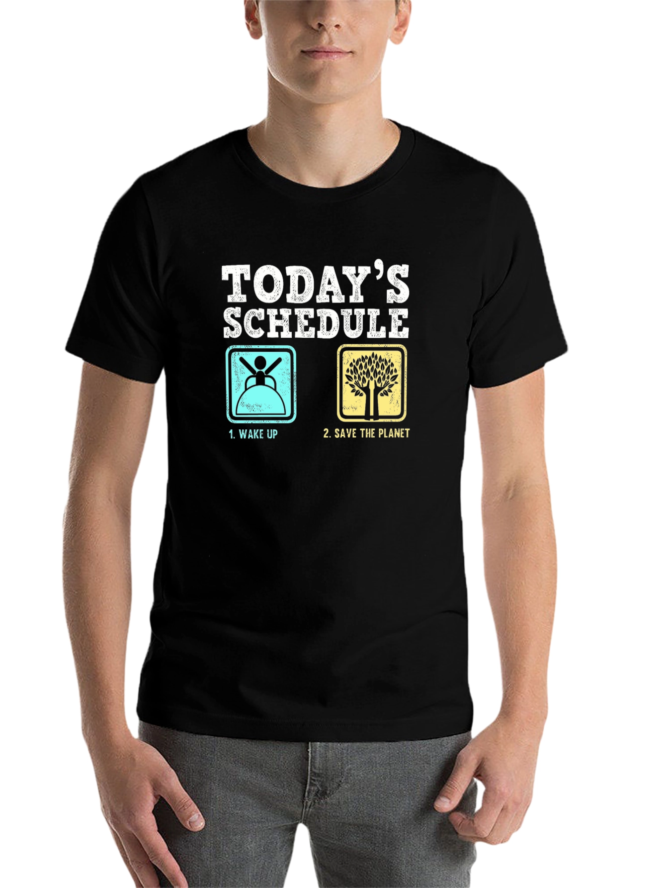 Black Funny Today's Schedule Graphic T-Shirt view 7