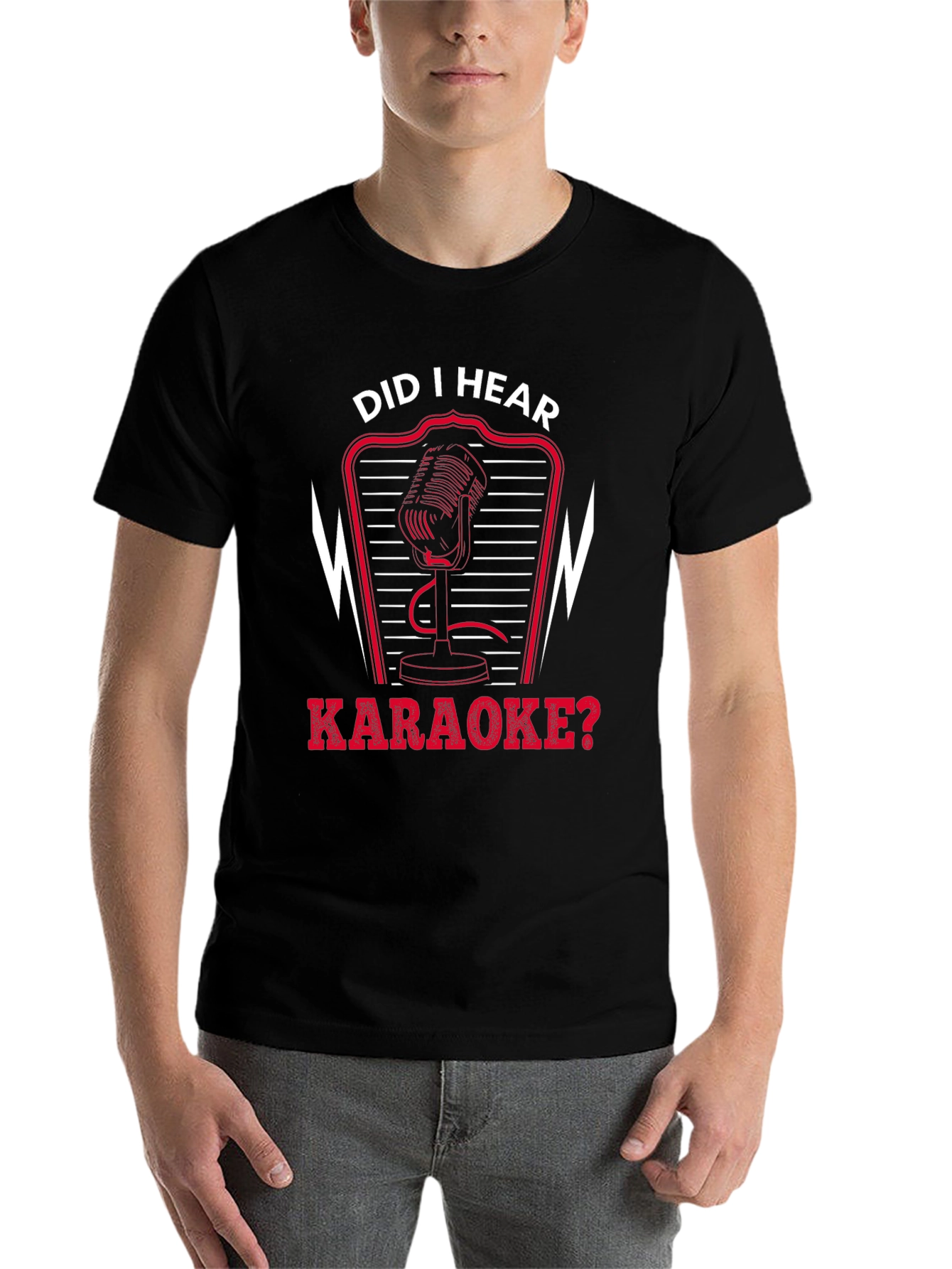 Black Karaoke Microphone Graphic T-Shirt view 7