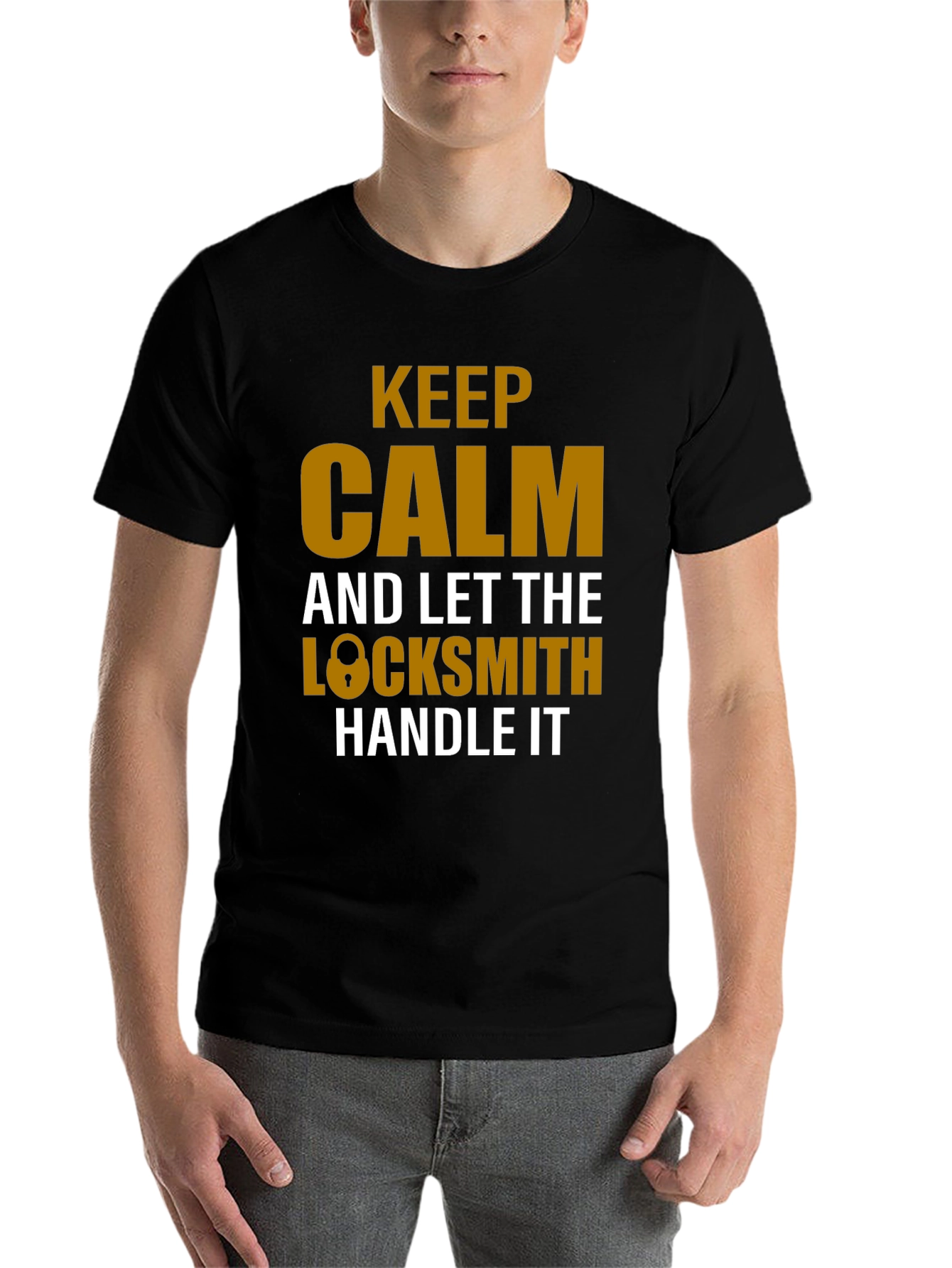 Black Keep Calm Locksmith T-Shirt view 7