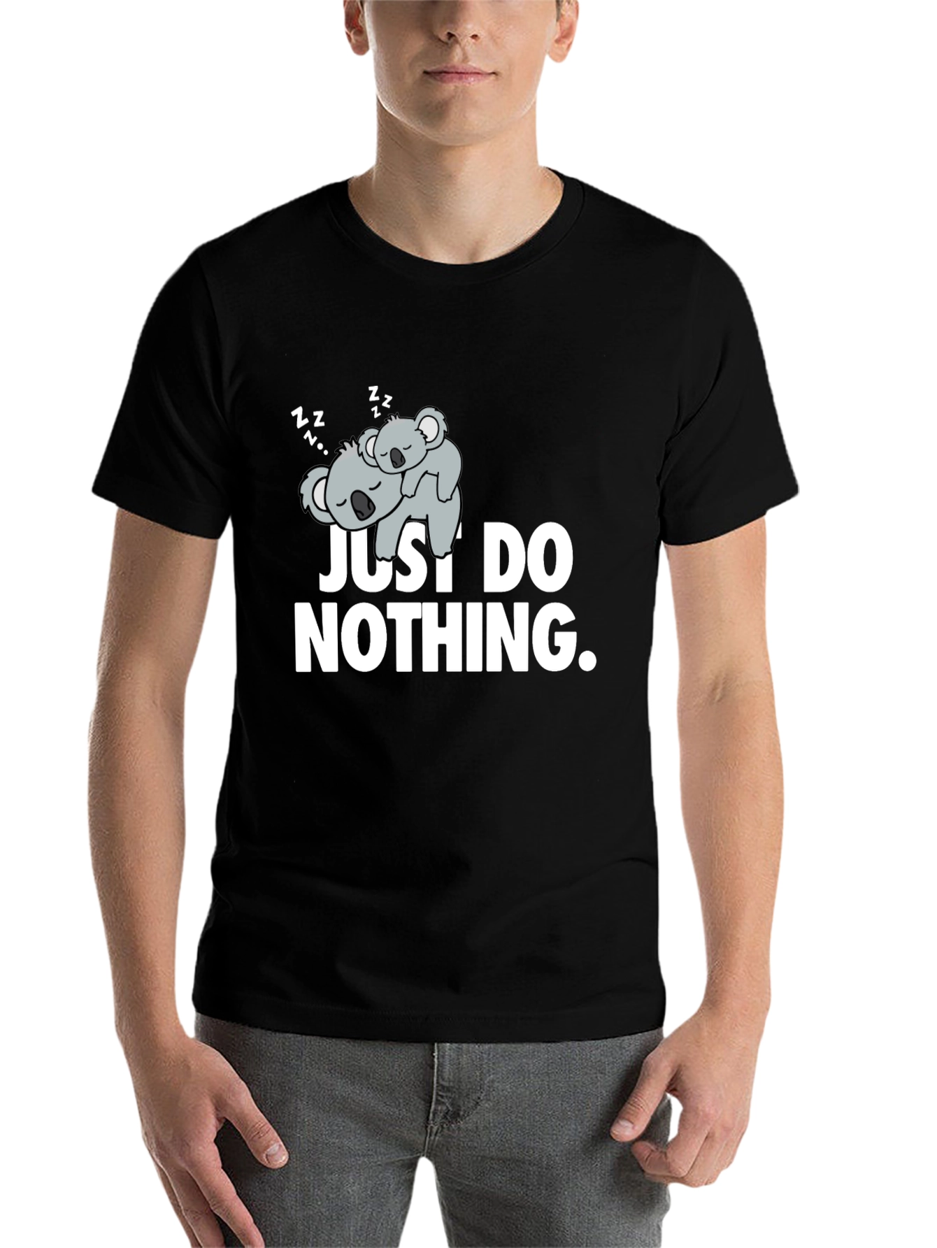 Black Lazy Koala Graphic T-Shirt - Just Do Nothing view 7