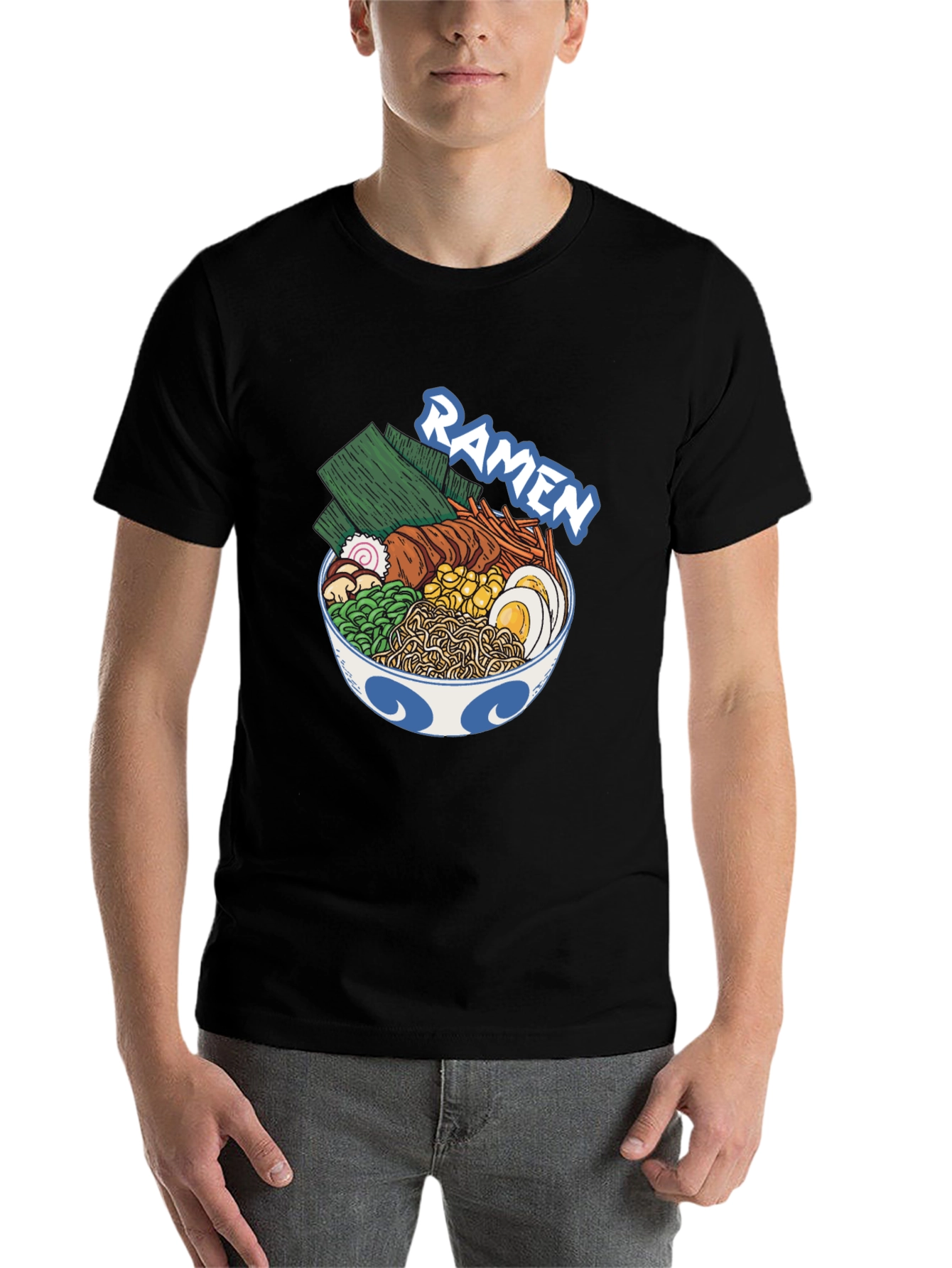 Black Ramen Bowl Graphic T-Shirt - Unisex Crew Neck Tee view 7