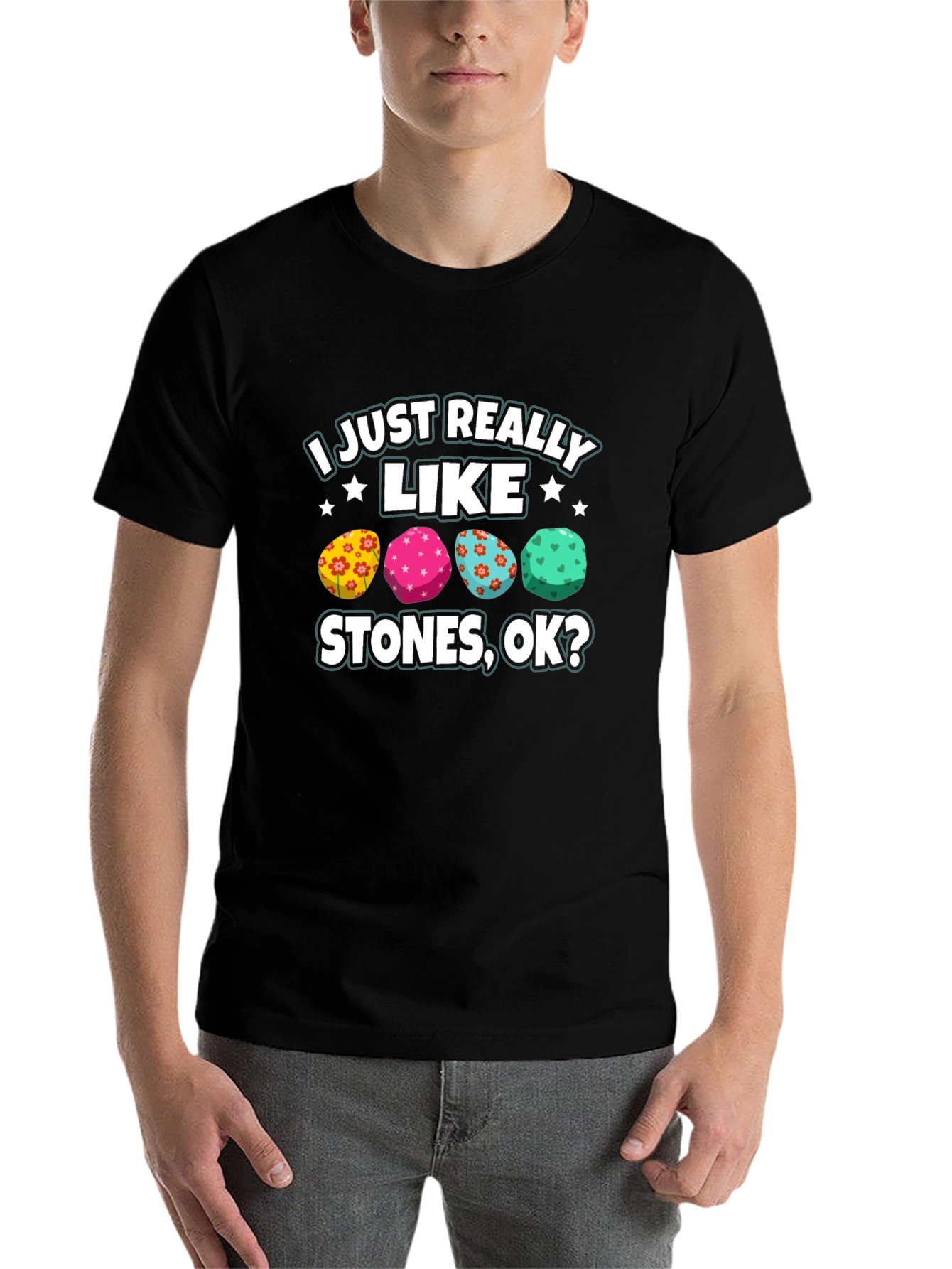 Black I Just Really Like Stones Graphic Tee view 7