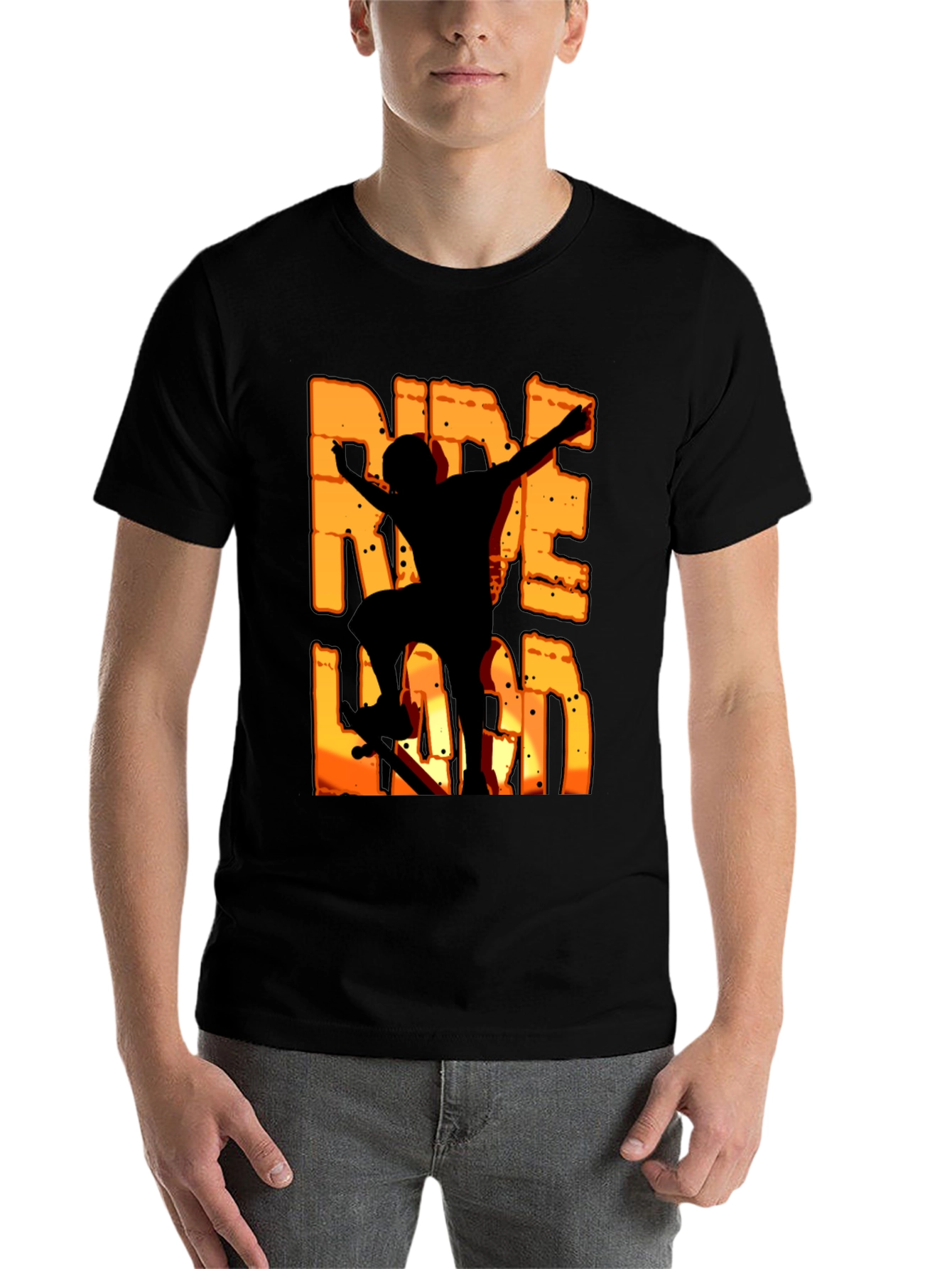 Black Ride Hard Black Graphic T-Shirt view 7