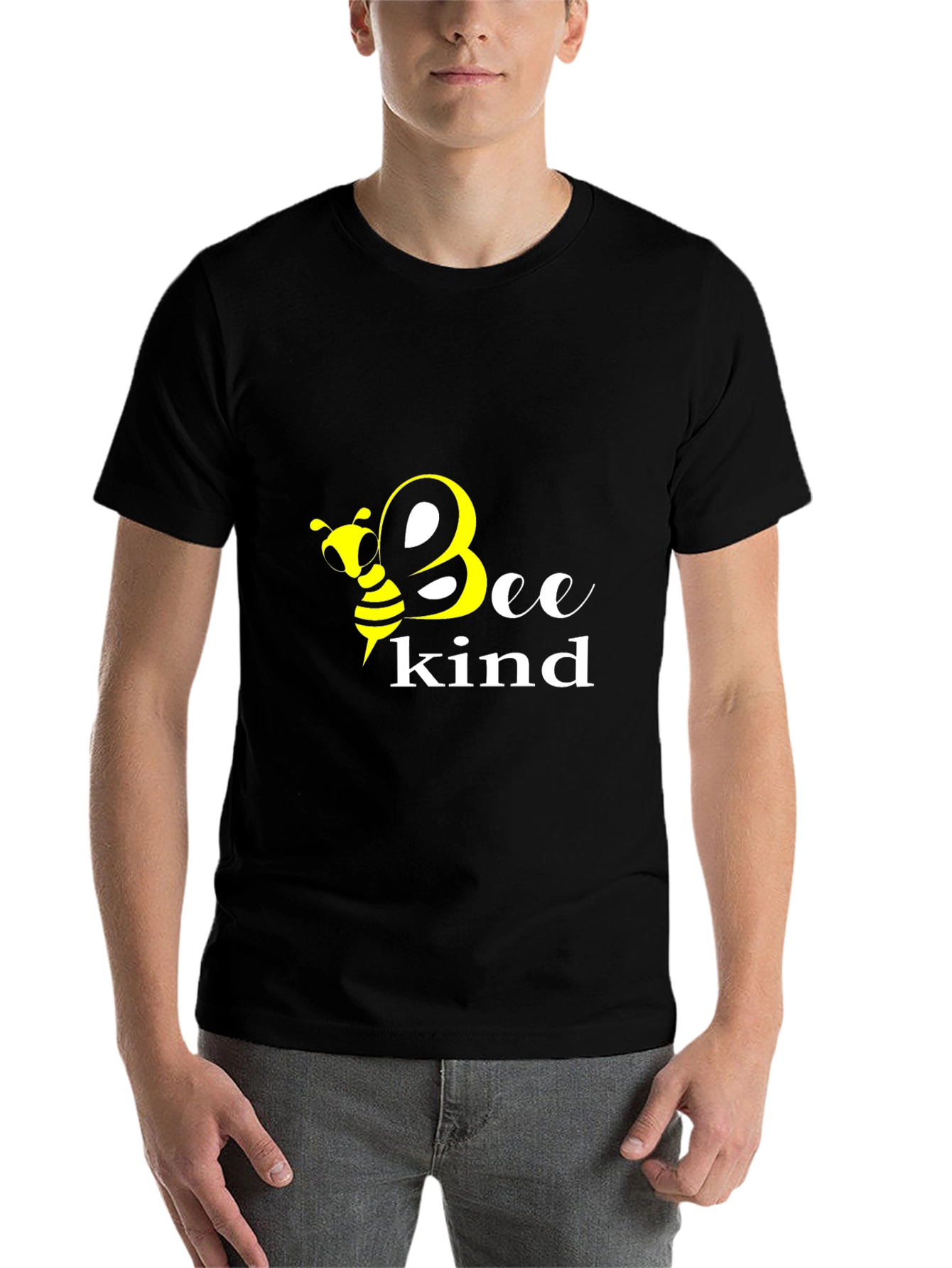 Black Bee Kind Graphic Tee - Black Cotton T-Shirt view 7