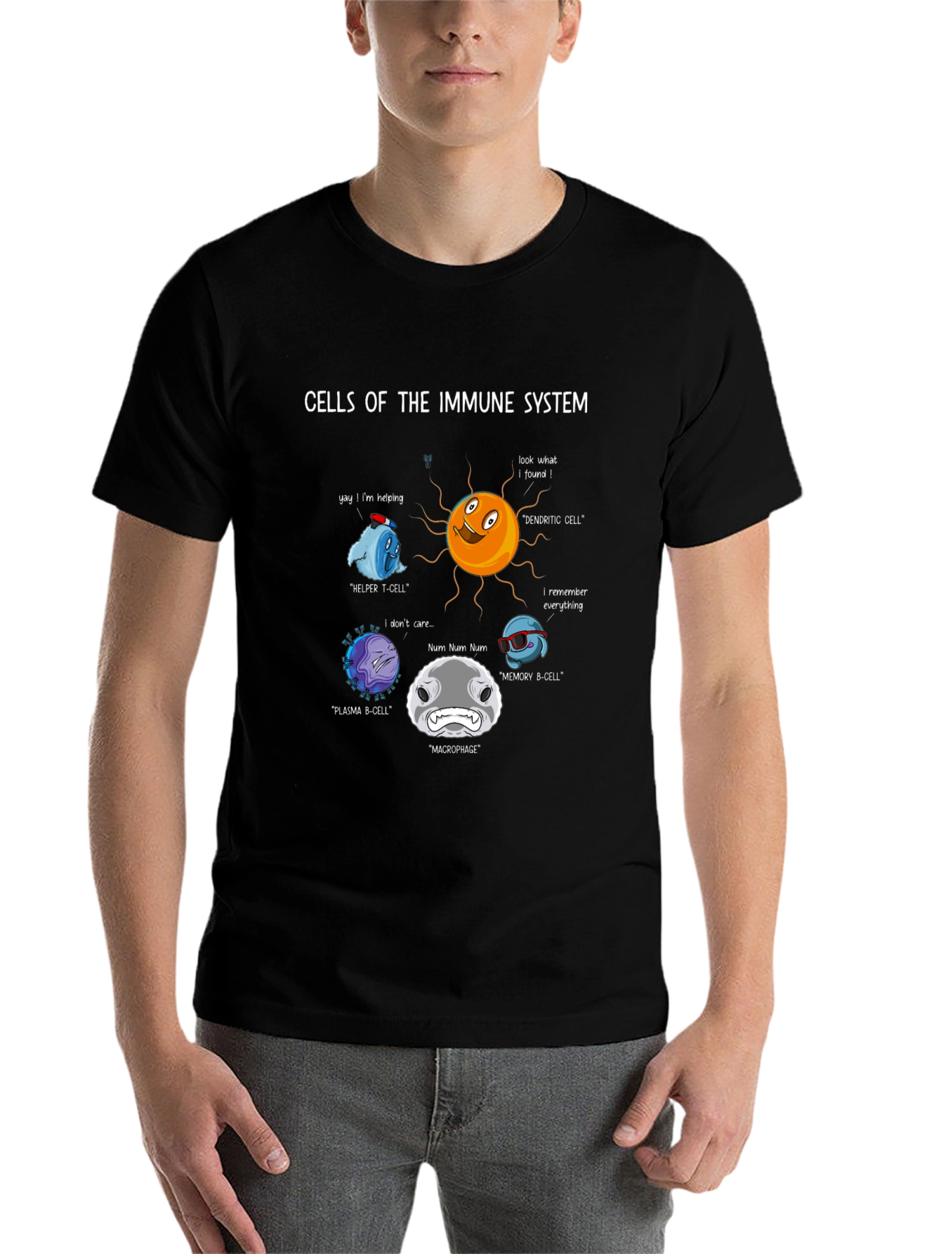 Black Immune System Cells Graphic T-Shirt view 7