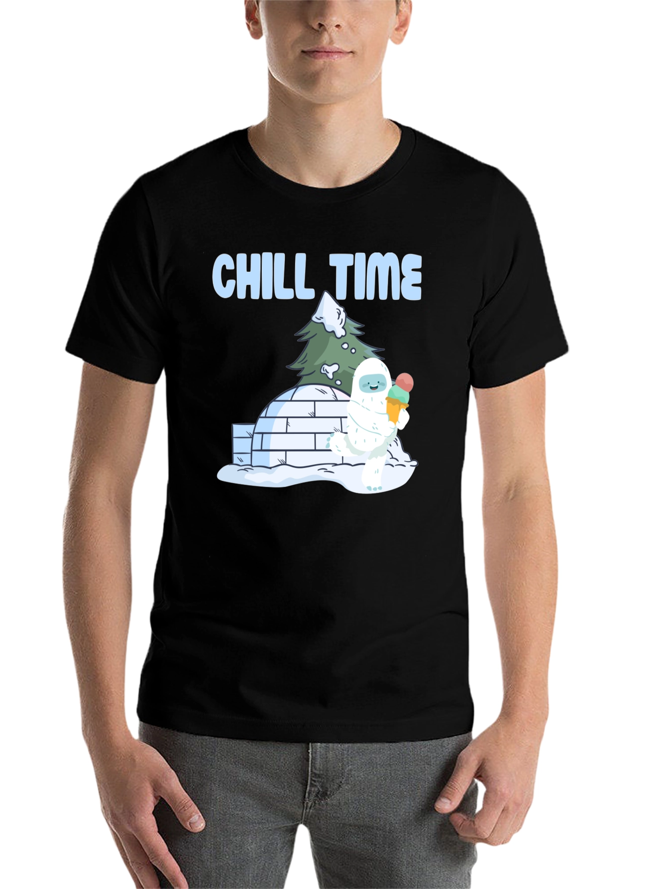 Black Chill Time Yeti Ice Cream T-Shirt view 7