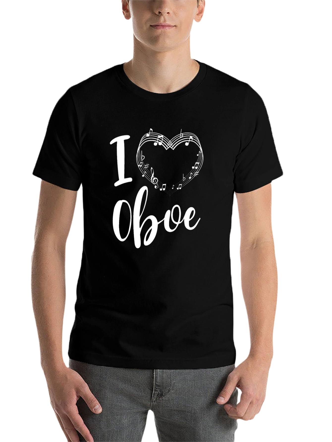 Black I Heart Oboe T-Shirt Music Lover Tee view 7