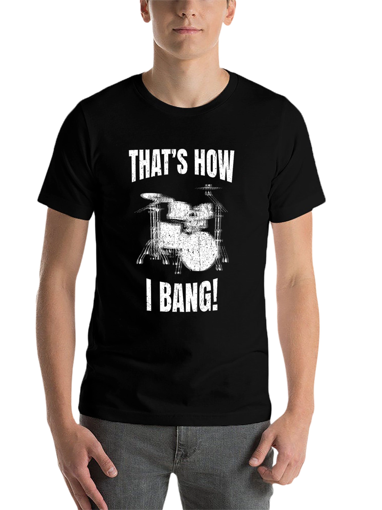 Black That's How I Bang! Drum Set T-Shirt view 7