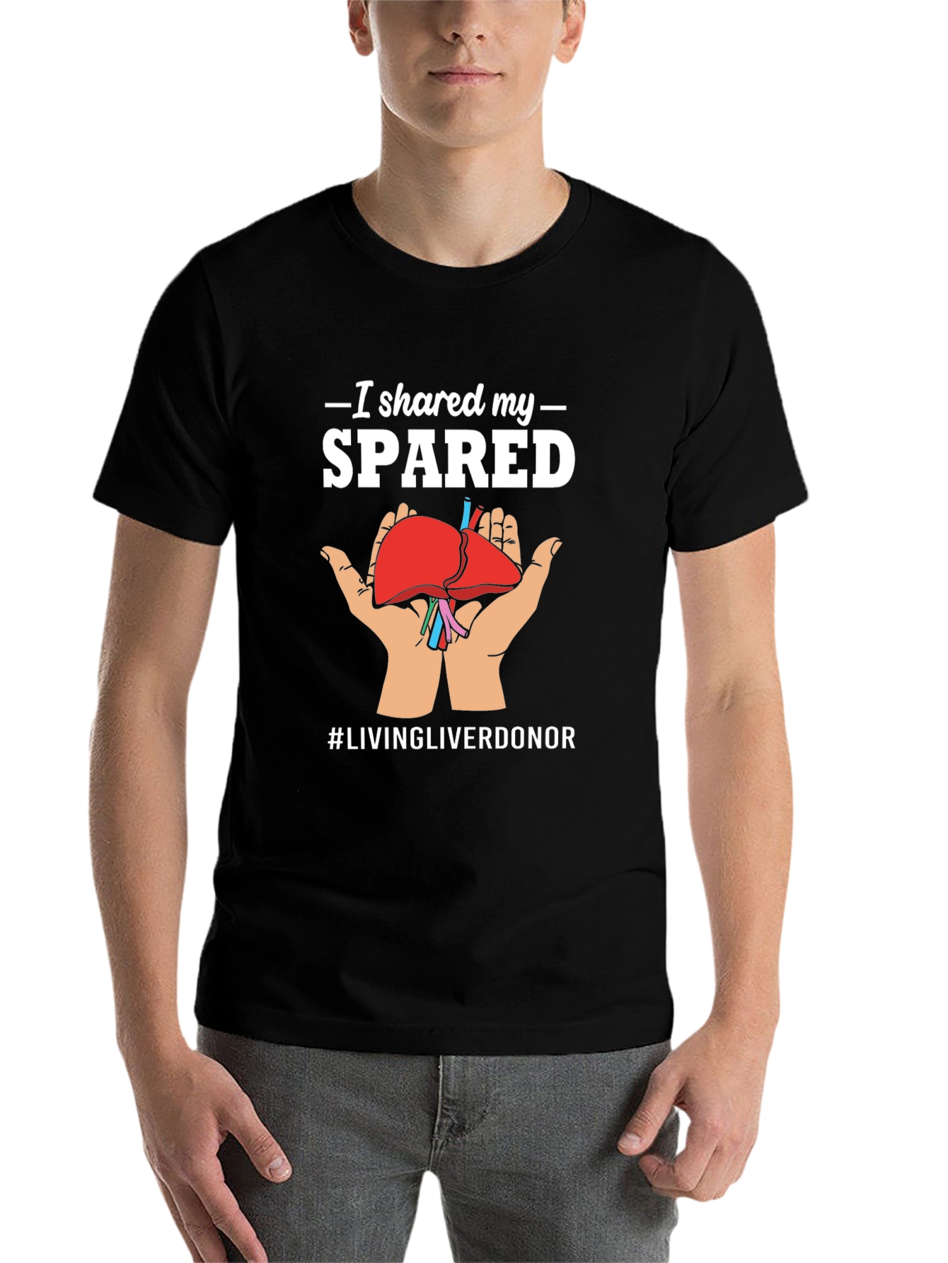 Black I Shared My Spared Liver Donor Awareness T-Shirt view 7