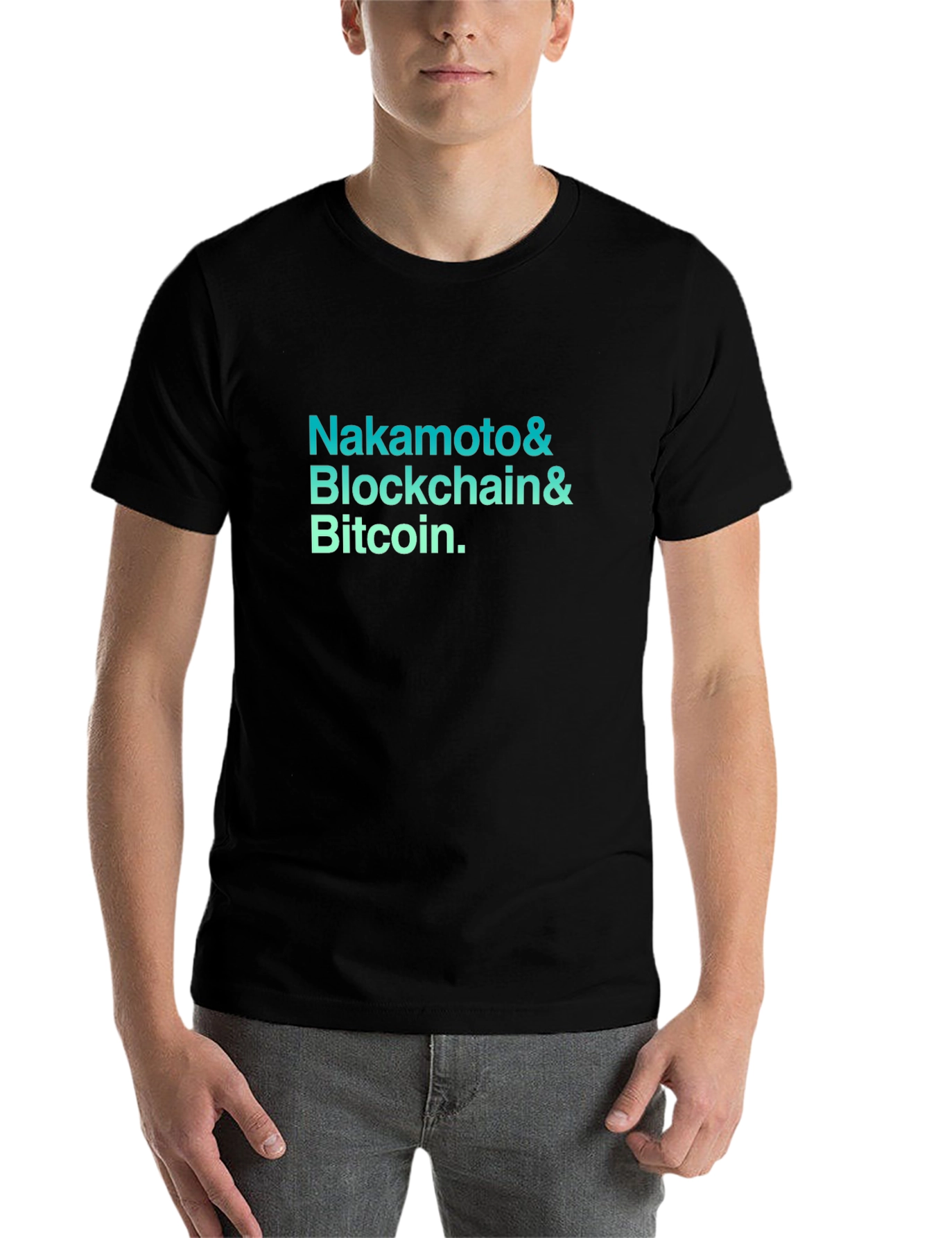 Black Nakamoto Blockchain Bitcoin Graphic Tee view 7