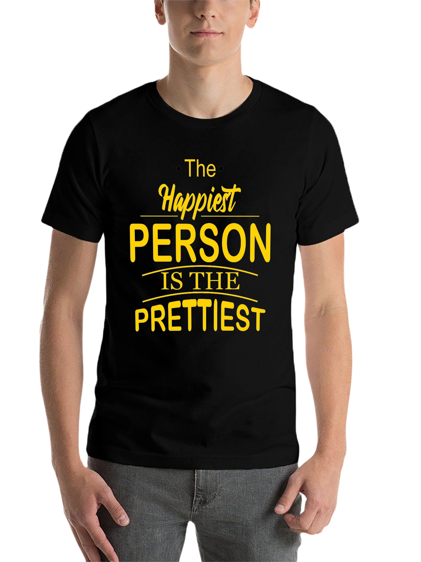Black Happiest Person Graphic T-Shirt view 7