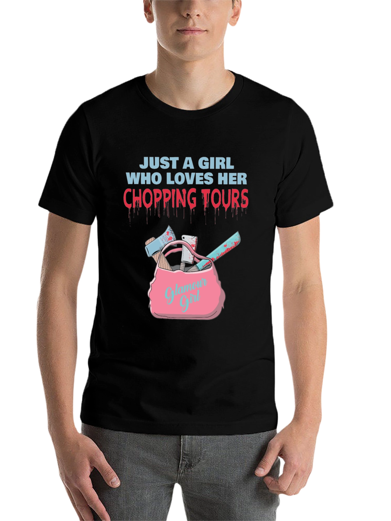 Black Chopping Tours Girl T-Shirt - Horror Glam Tee view 7