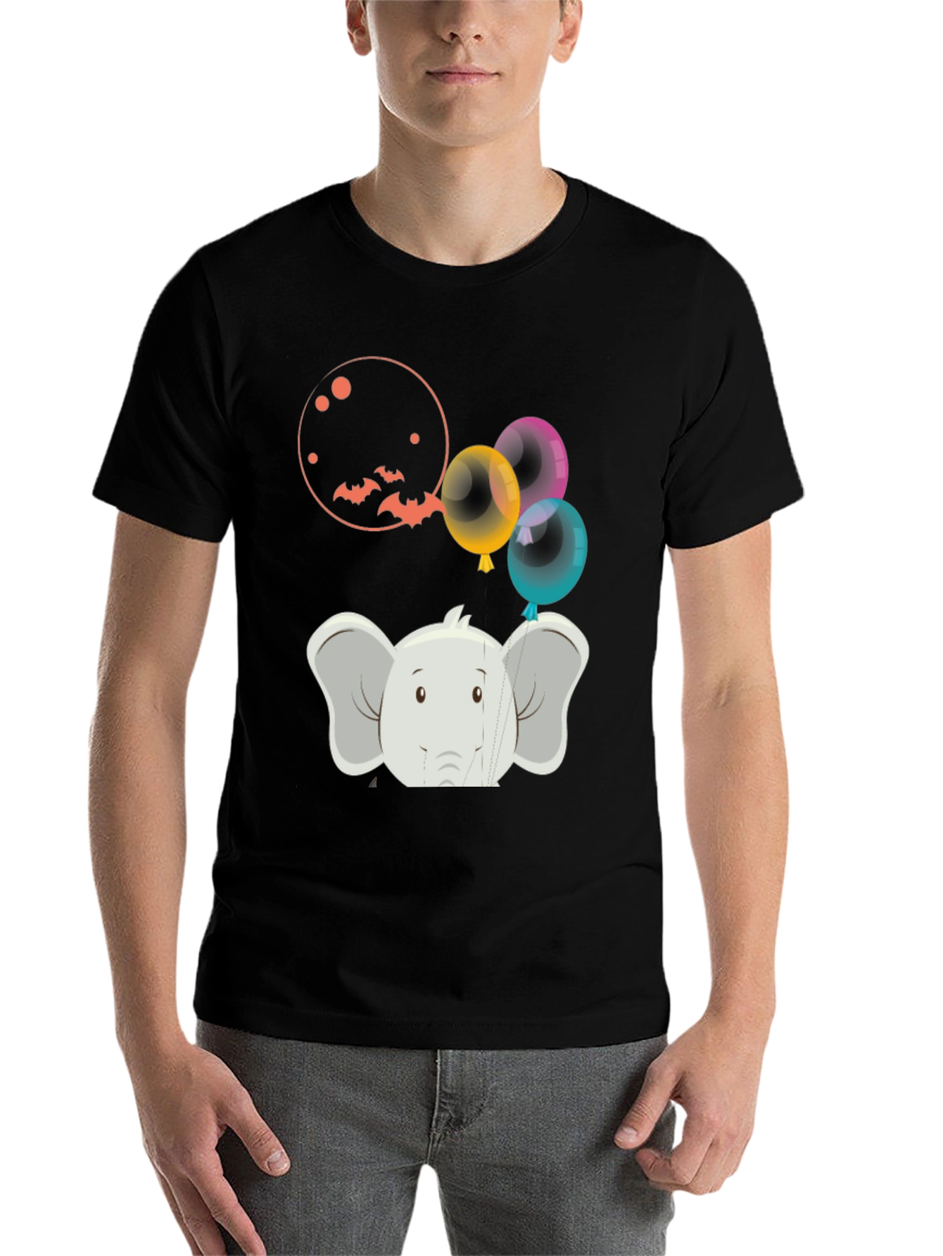 Black Elephant Balloons Graphic Tee - Fun & Unique view 7