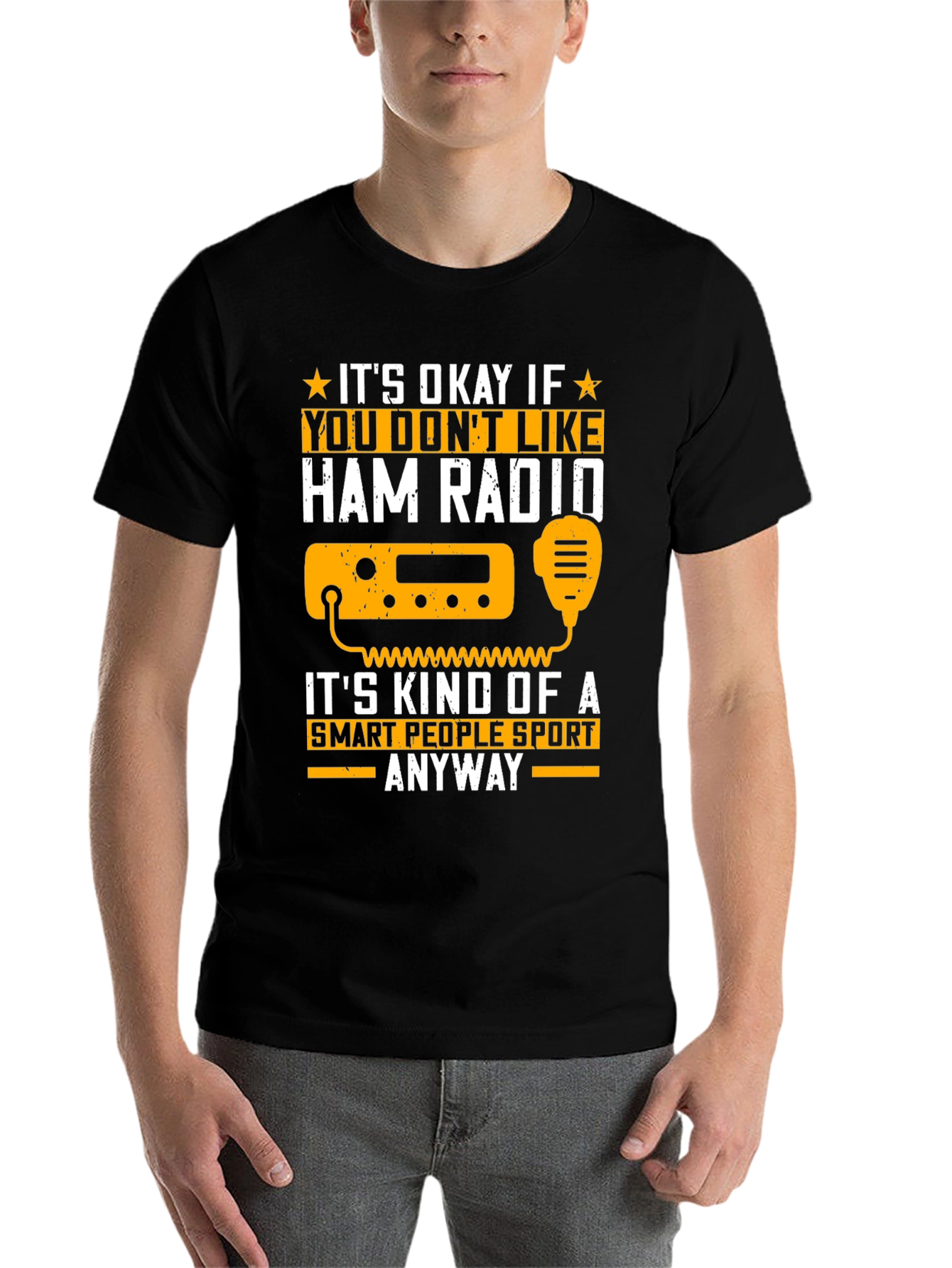 Black Ham Radio Smart People Sport T-Shirt view 7