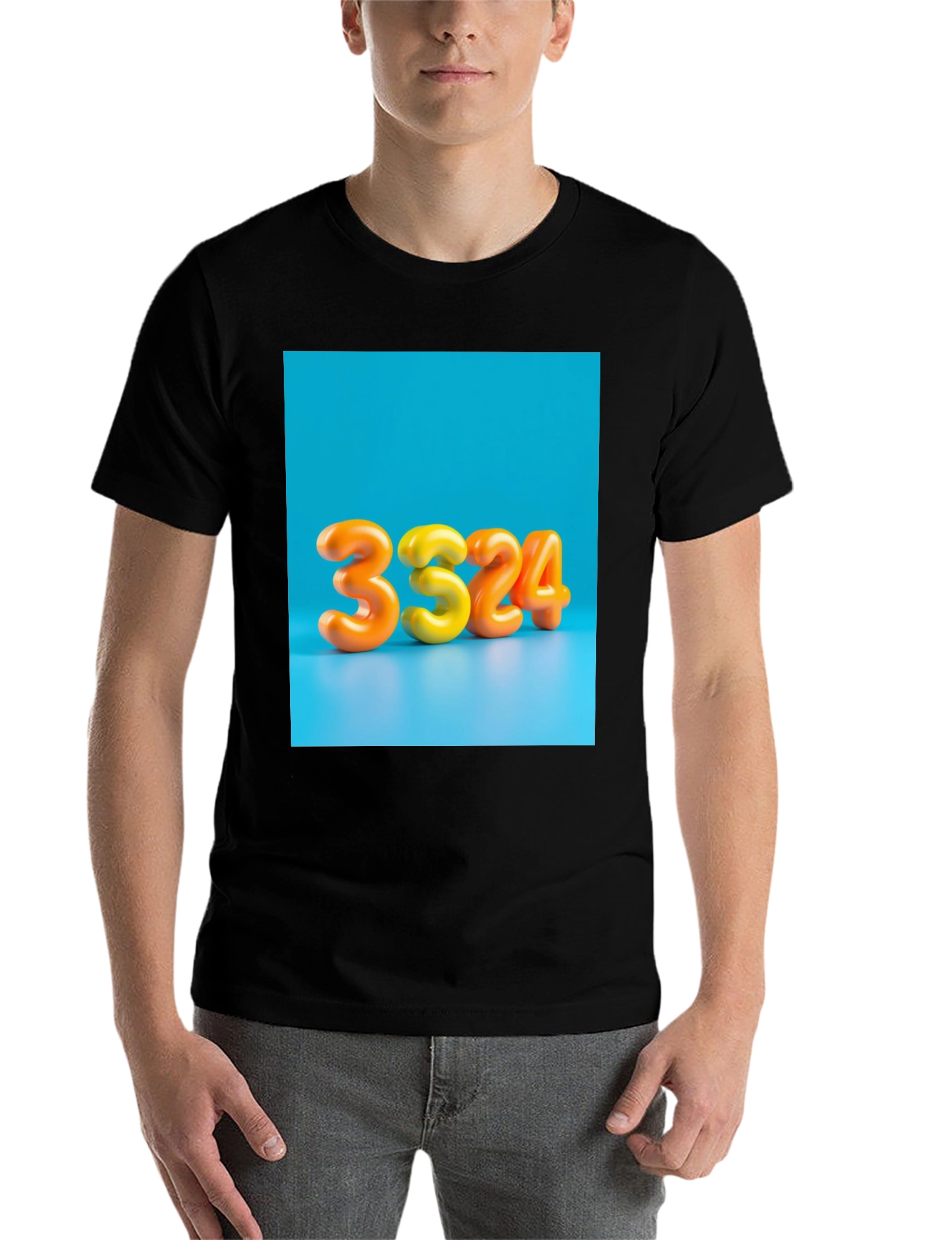 Black 3324 Graphic Tee - Bold Number Design view 7