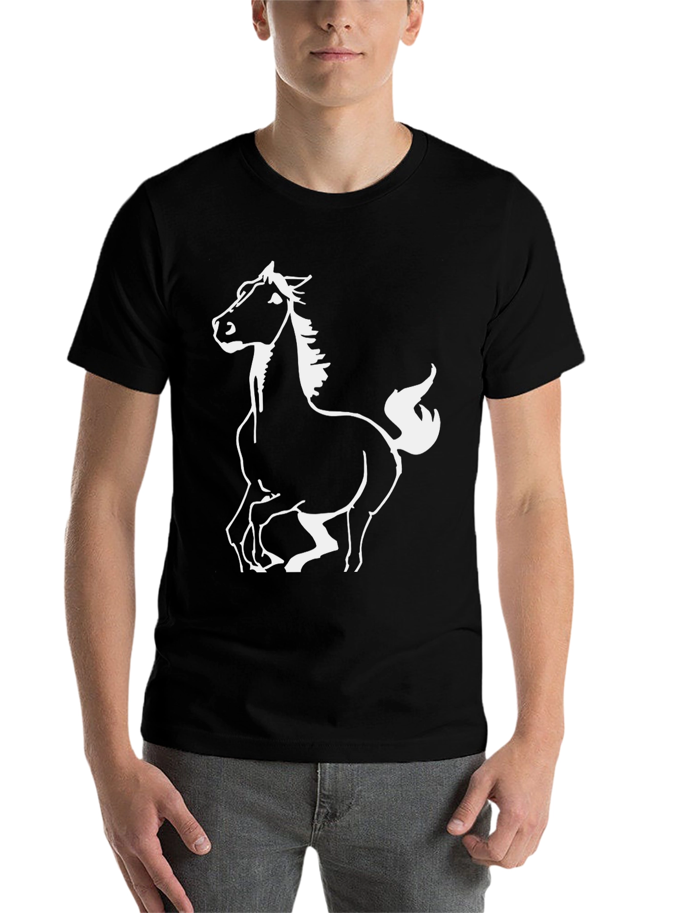 Black Black Horse Graphic Tee - Stylish Men's T-Shirt view 7