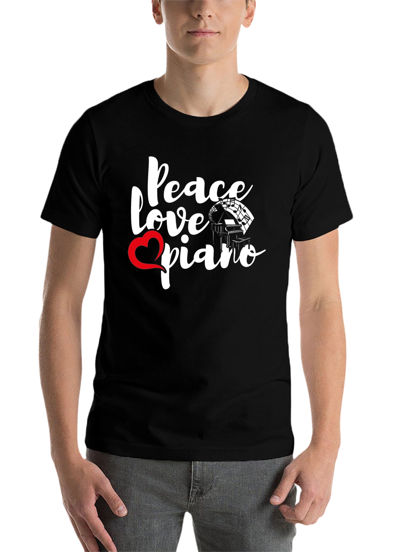 Black Peace Love Piano Graphic Tee view 7