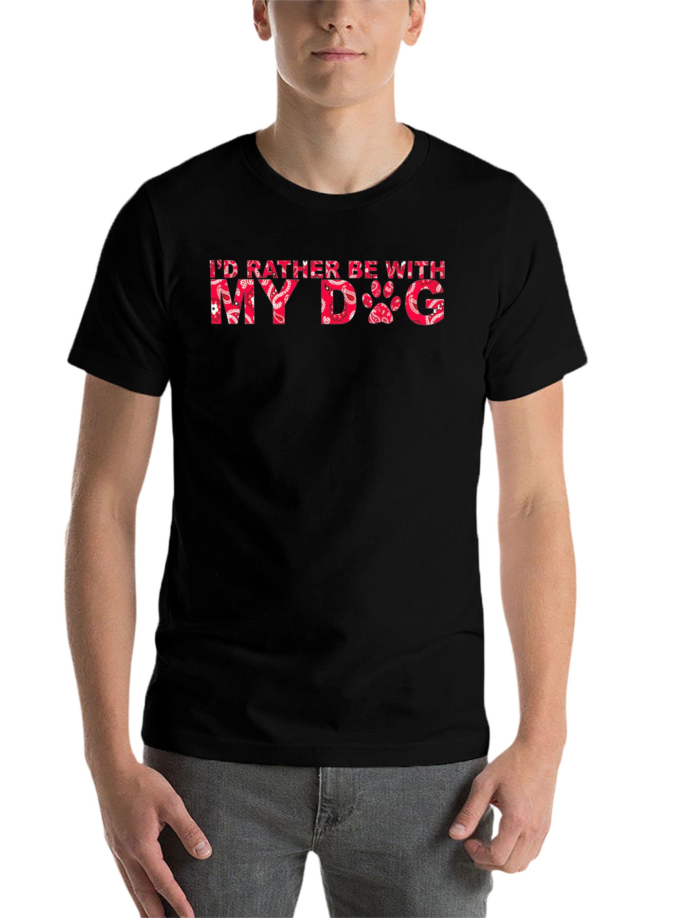 Black I'd Rather Be With My Dog T-Shirt view 7
