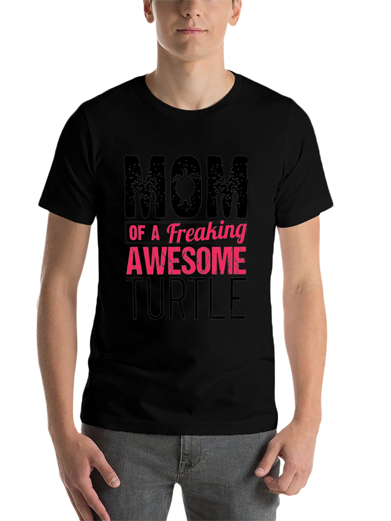 Black Mom of a Freaking Awesome Turtle T-Shirt view 7