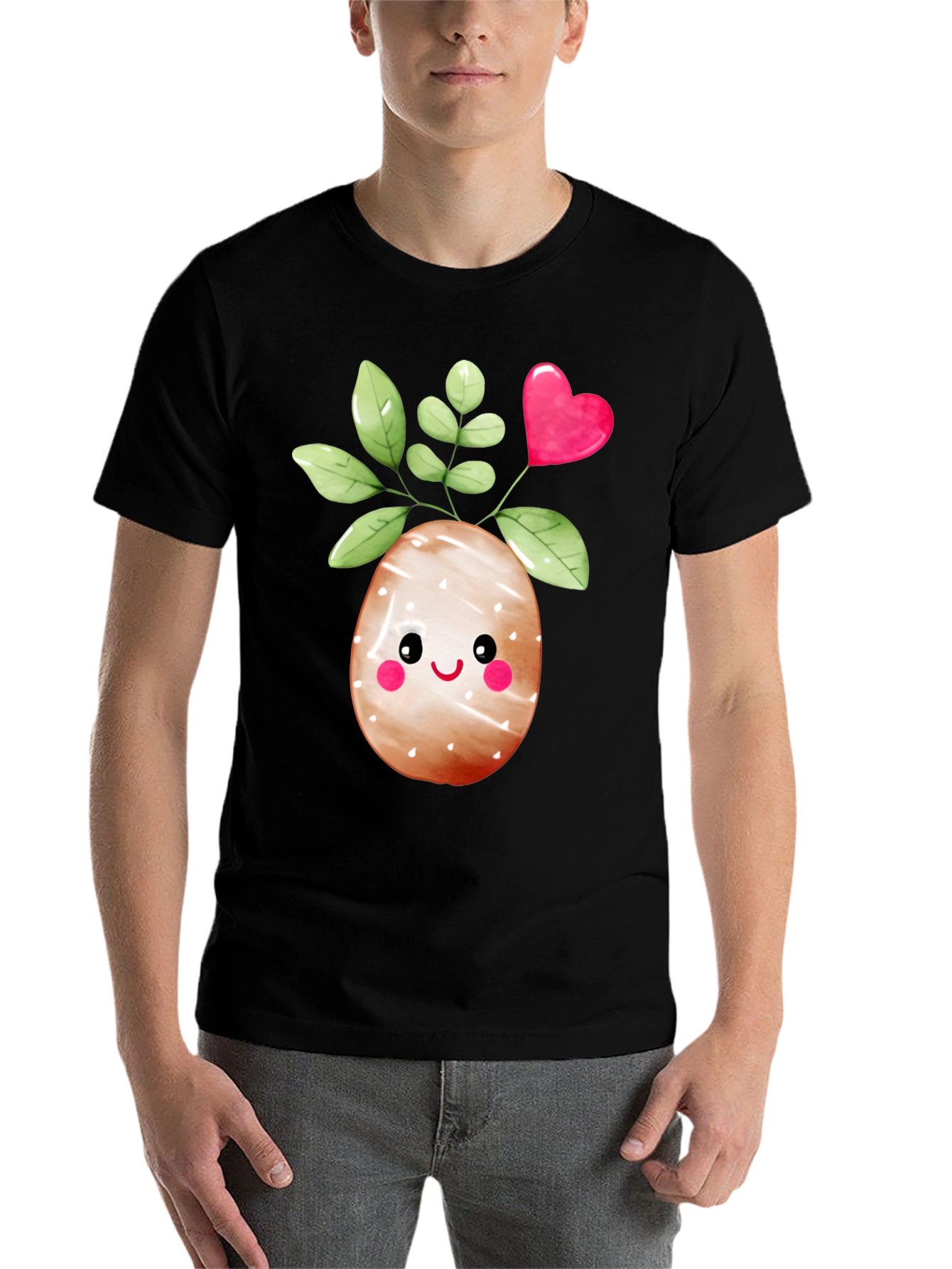Black Cute Easter Egg Plant Graphic Tee view 7