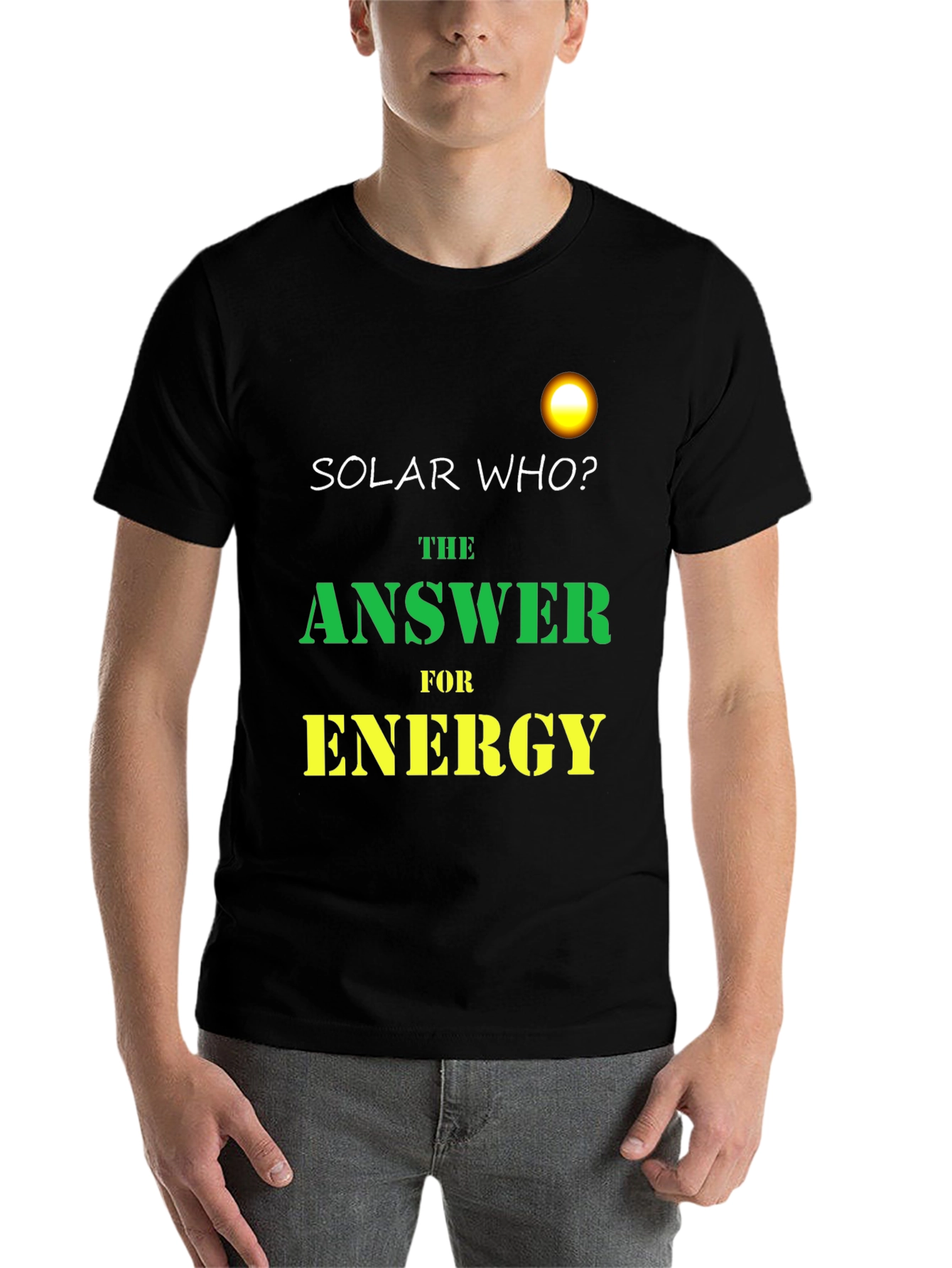 Black Solar Who? Black Graphic Tee - Energy Answer view 7