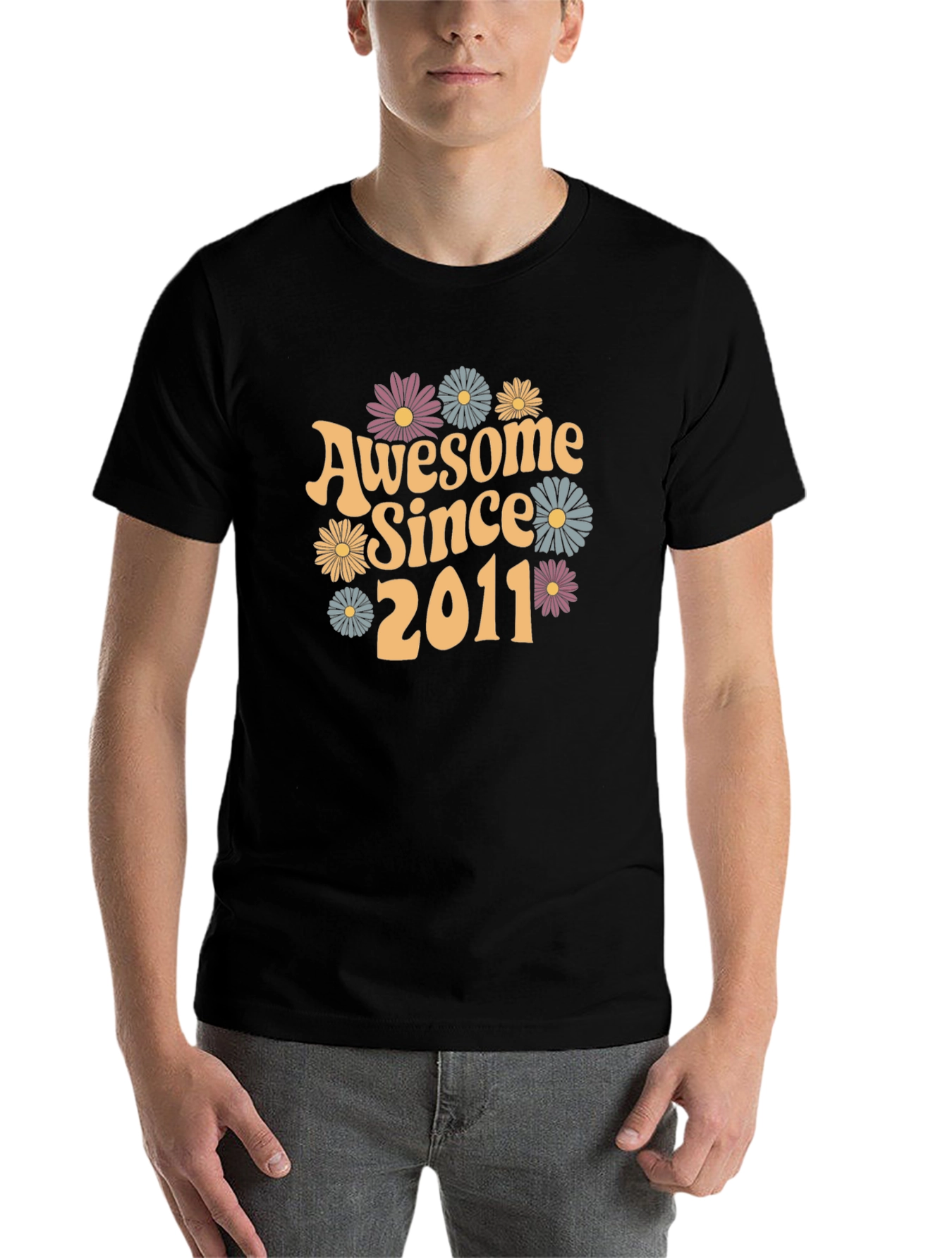 Black Awesome Since 2011 Floral T-Shirt view 7