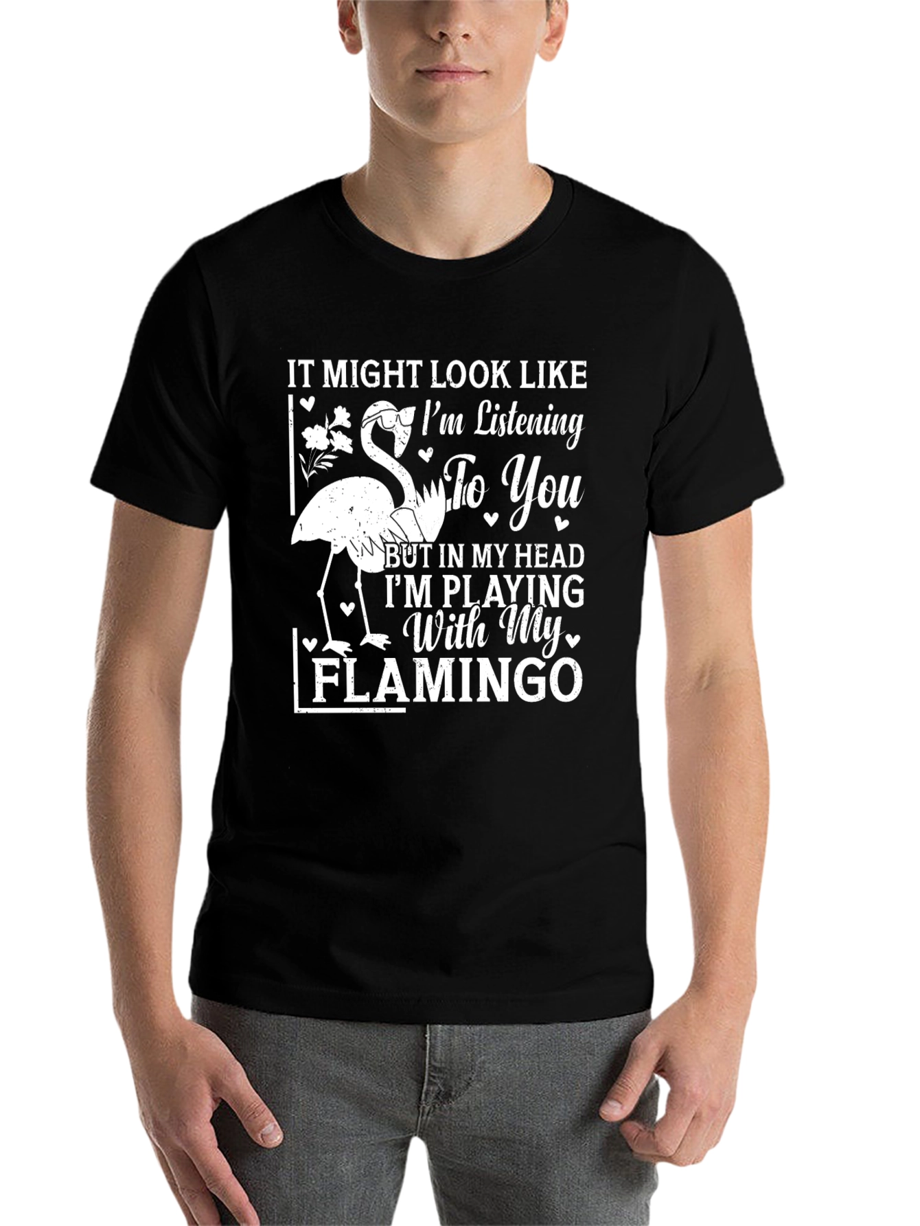 Black Flamingo Lover T-Shirt - Funny Graphic Tee view 7