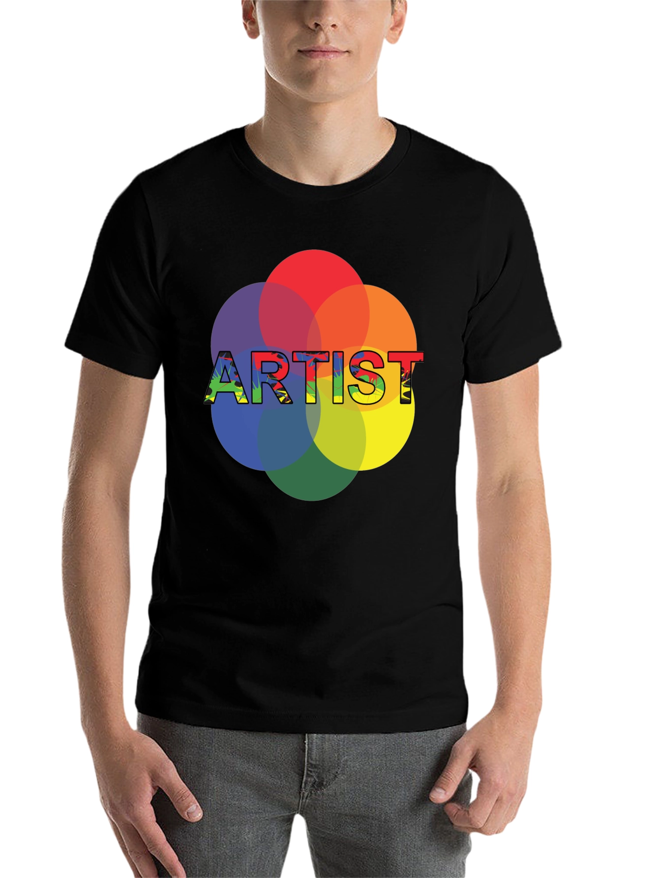 Black Artist Color Wheel Graphic Tee - Creative Expression T-Shirt view 7
