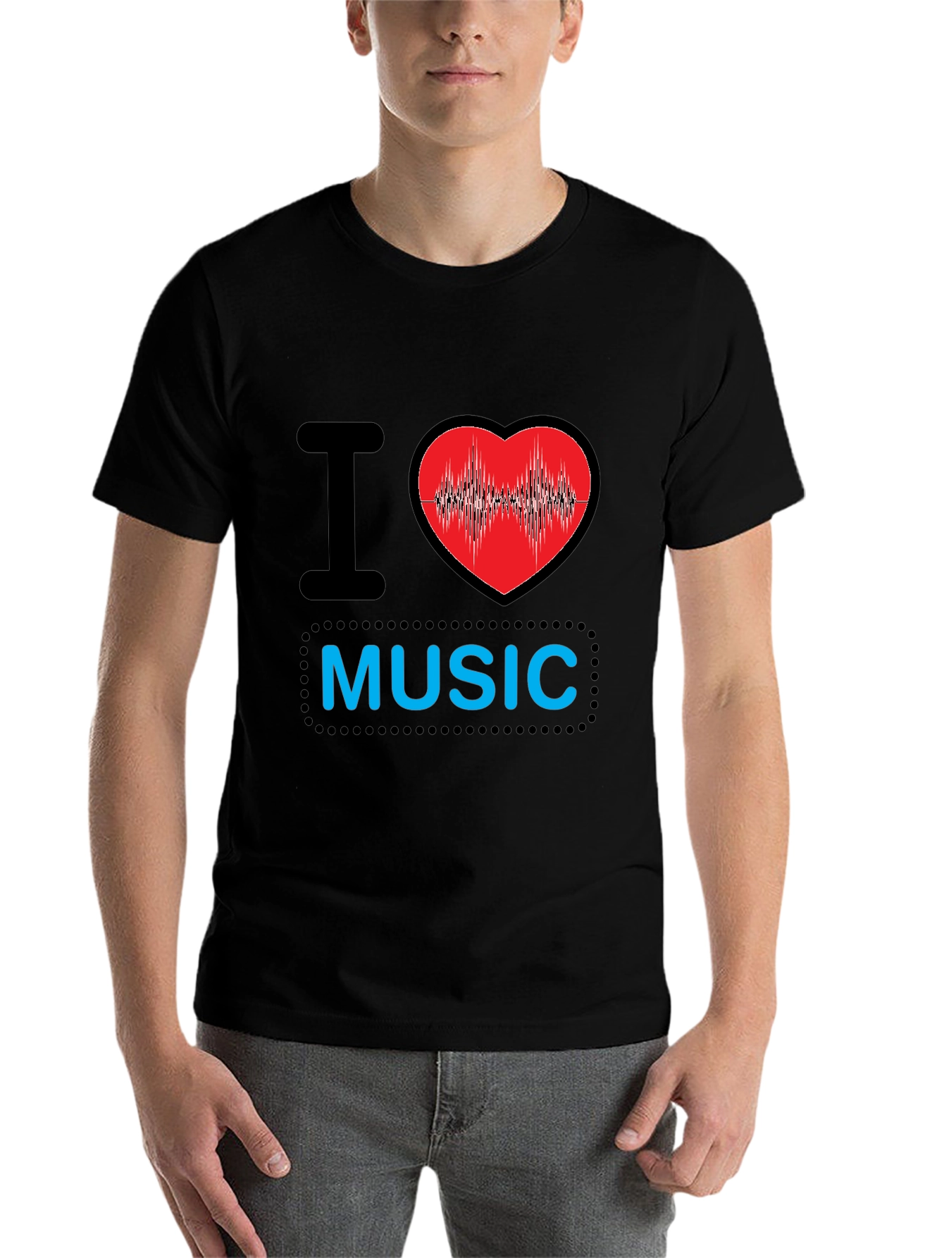 Black I Heart Music Black T-Shirt view 7