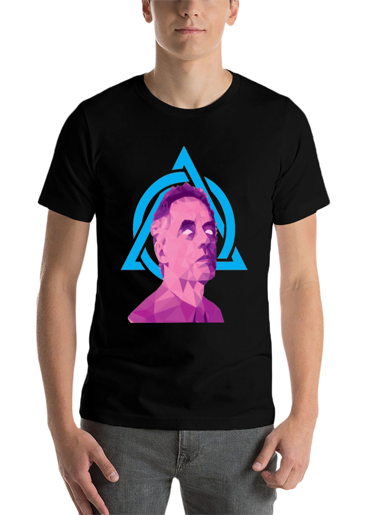 Geometric Portrait Graphic Tee - Black - 7