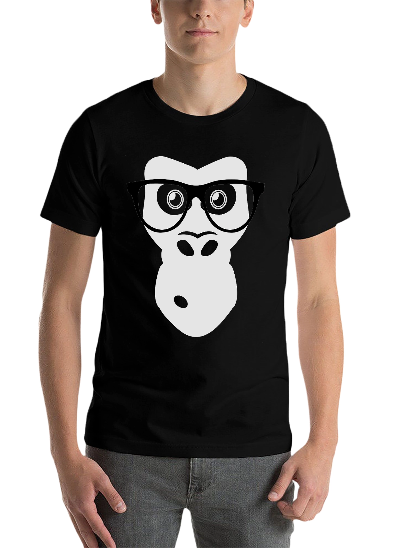 Black Geek Gorilla Graphic Tee - Cool Animal Shirt view 7